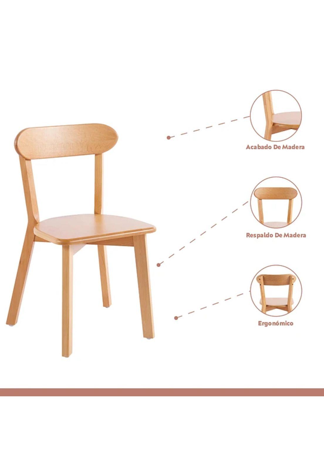 Comedor redondo de vidrio Cross 120cm + 5 Sillas Fresno de Madera - Natural-3