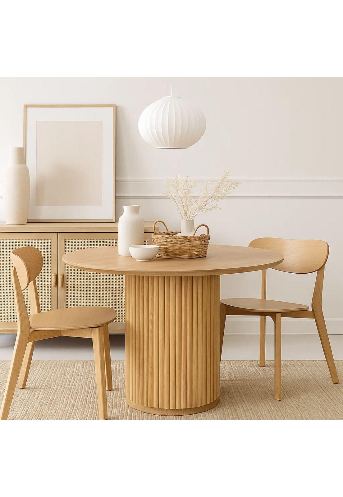 Mesa Redonda Nórdica Armonía de 130 cm Madera Natural-2