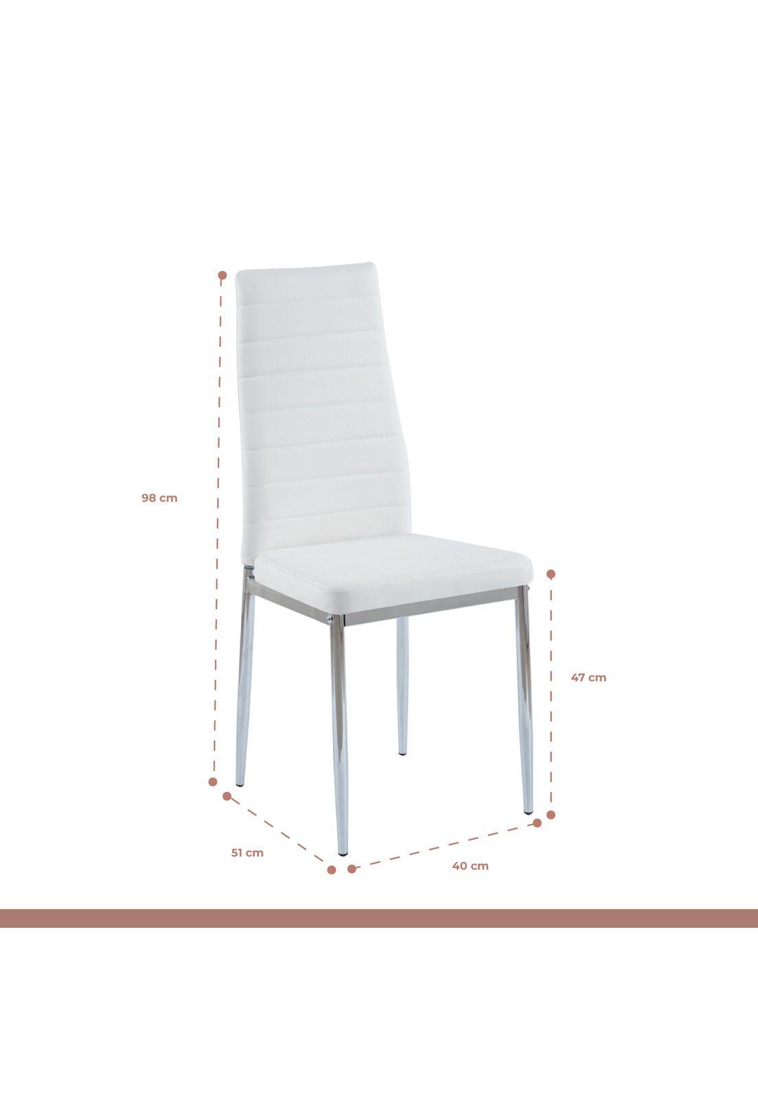 Pack de 4 Sillas Acolchadas Dining Liana con patas cromadas - Blancas-3