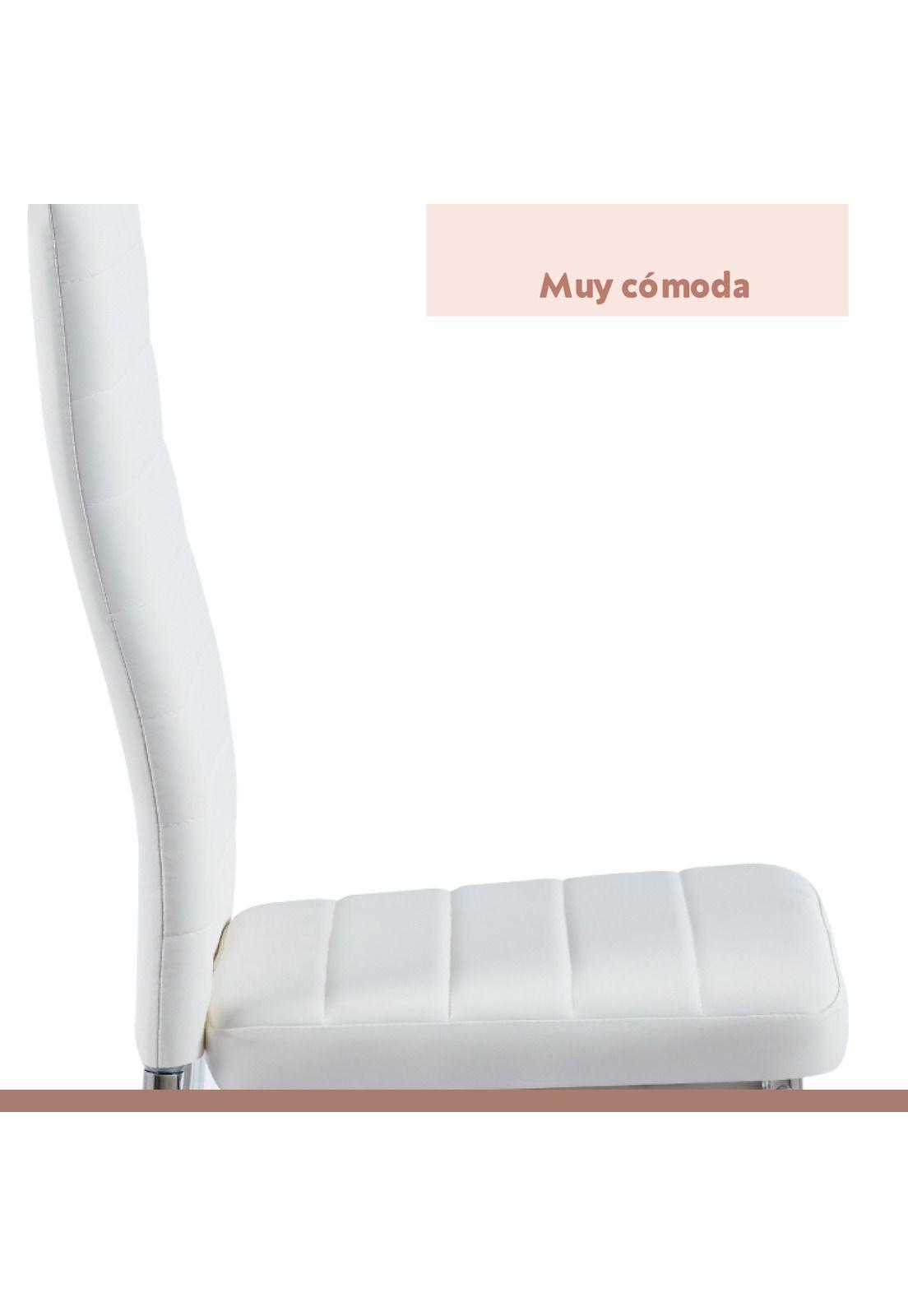 Pack de 4 Sillas Acolchadas Dining Liana con patas cromadas - Blancas-5