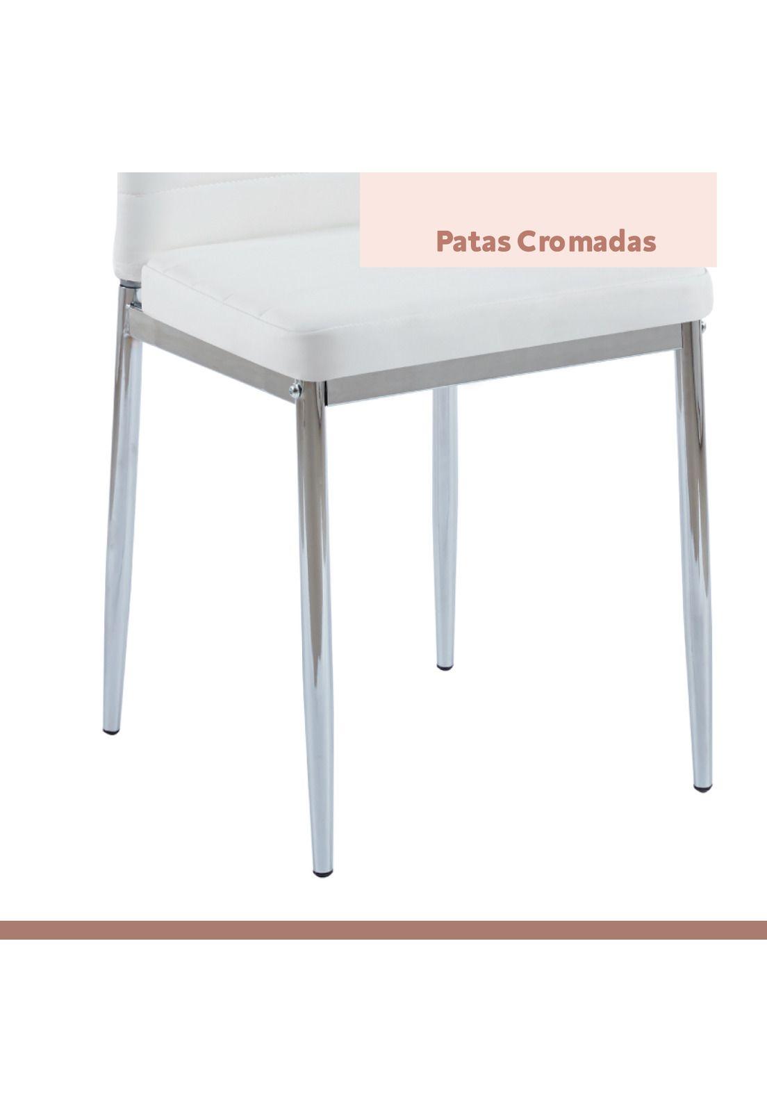 Pack de 4 Sillas Acolchadas Dining Liana con patas cromadas - Blancas-6
