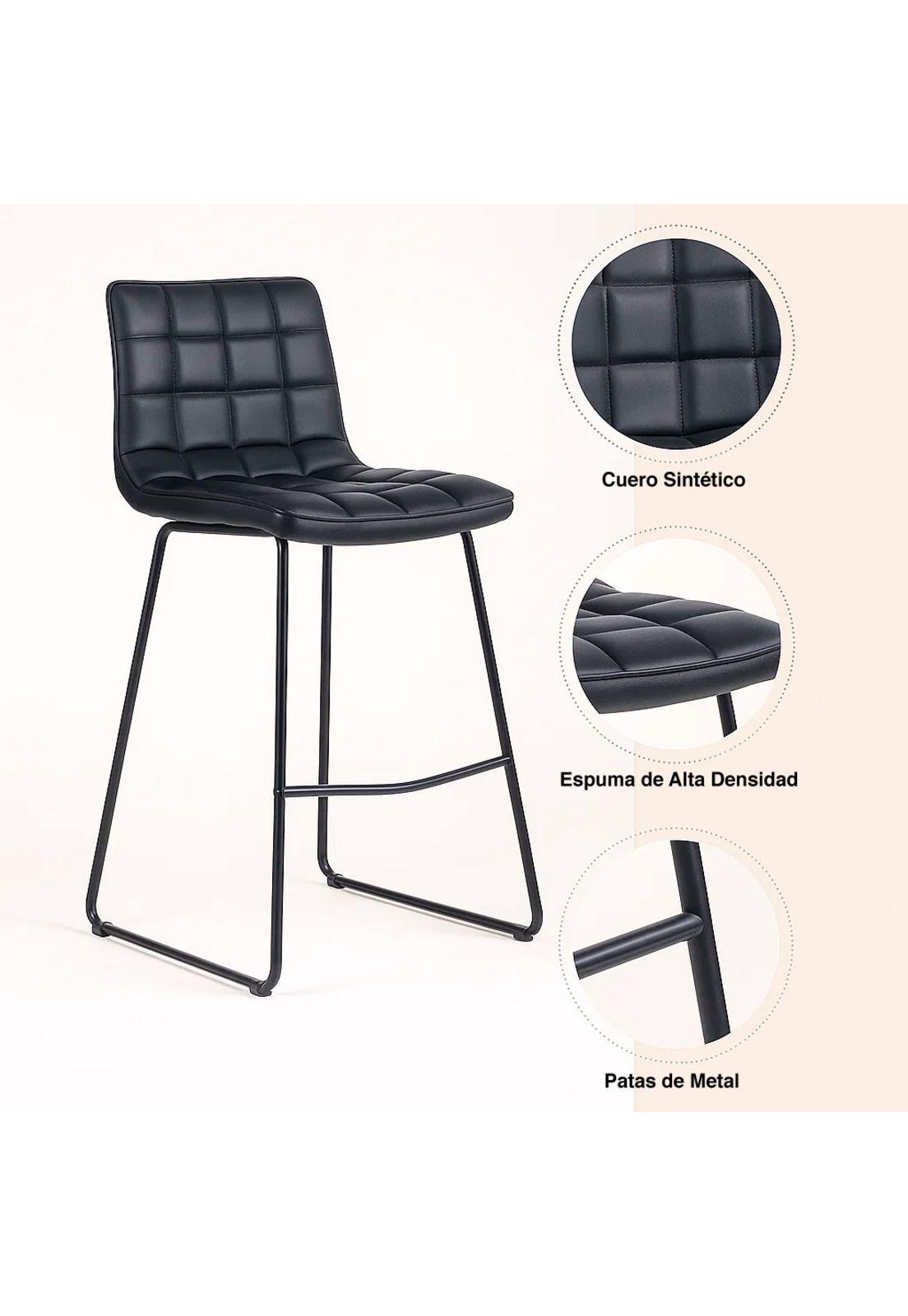 Taburete Alto Milano Cuero Sintetico con Patas Metálicas Estilo Industrial-4