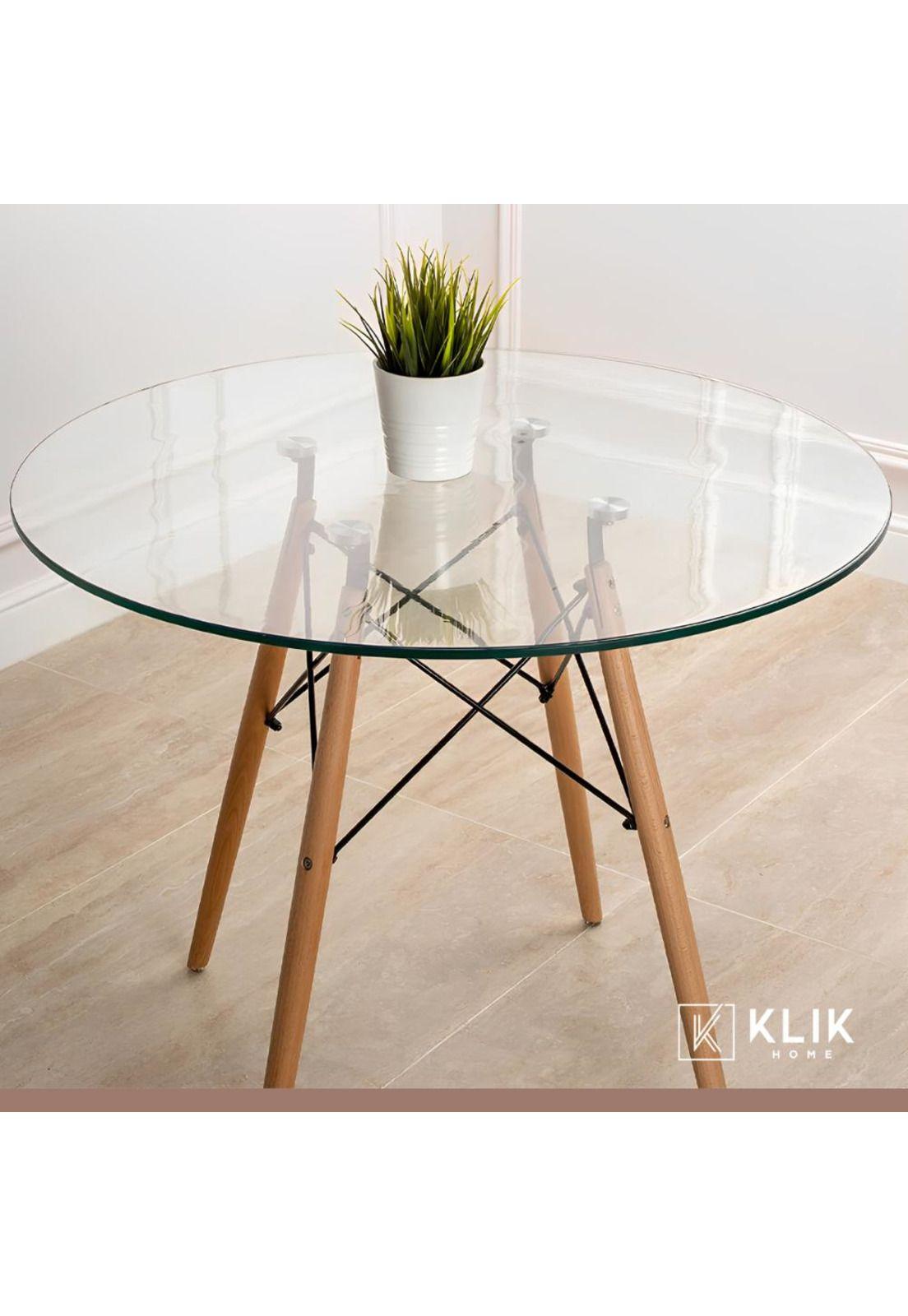Comedor Mesa Eames Vidrio 100 cm + 4 Sillas Tulip Menta-7