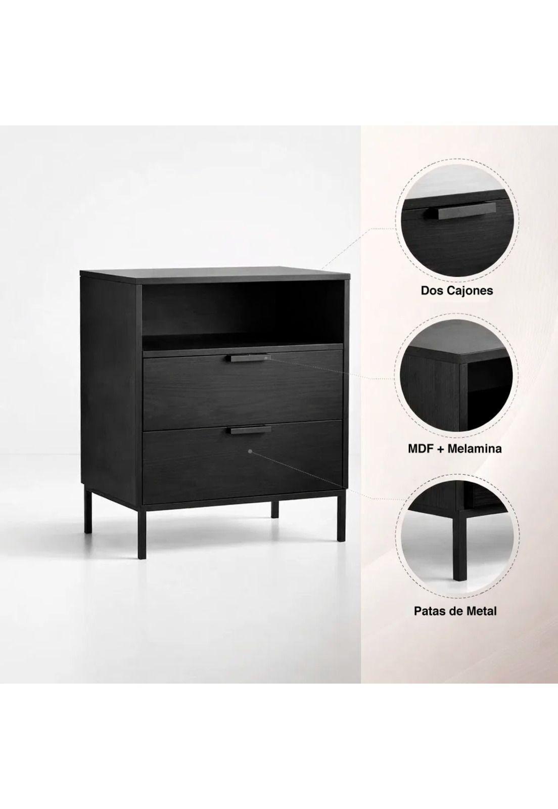 Velador Noir Loft Negro con Patas Metálicas-4