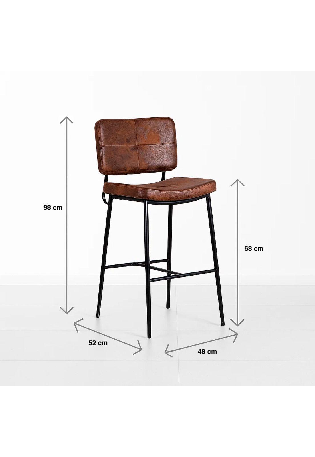 Pack de 4 Taburetes Altos Bronx Café Vintage con Patas Metálicas Negras-3
