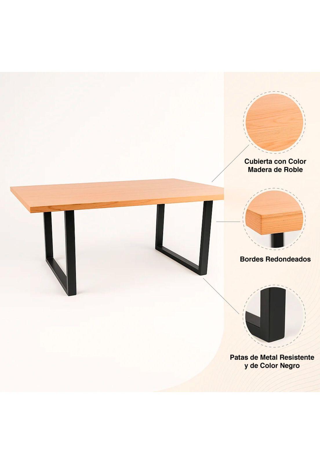 Mesa de Comedor Estilo Industrial 160x90 Madera Clara-4