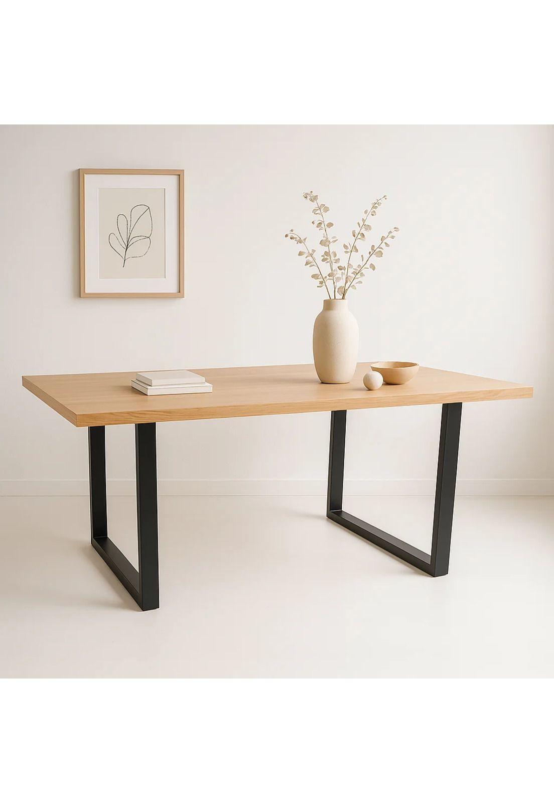 Mesa de Comedor Estilo Industrial 160x90 Madera Clara-8