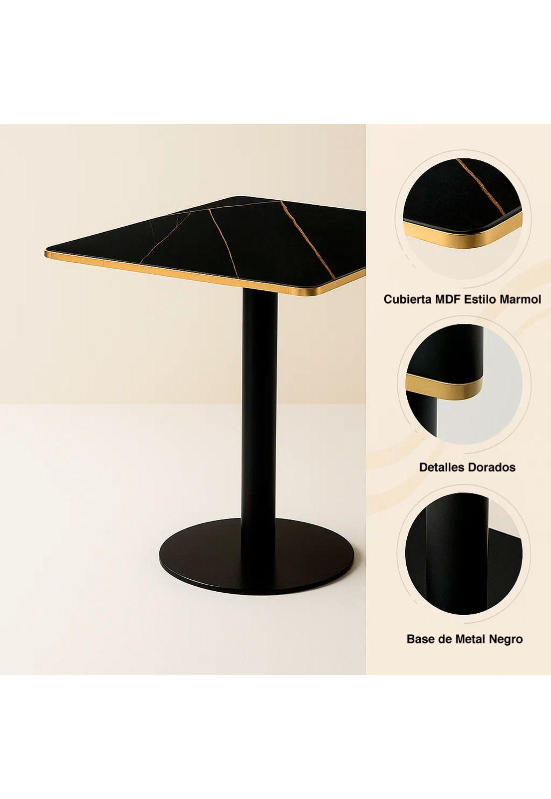 Mesa Luxor de Mdf Efecto Marmol Negro con Dorado-4