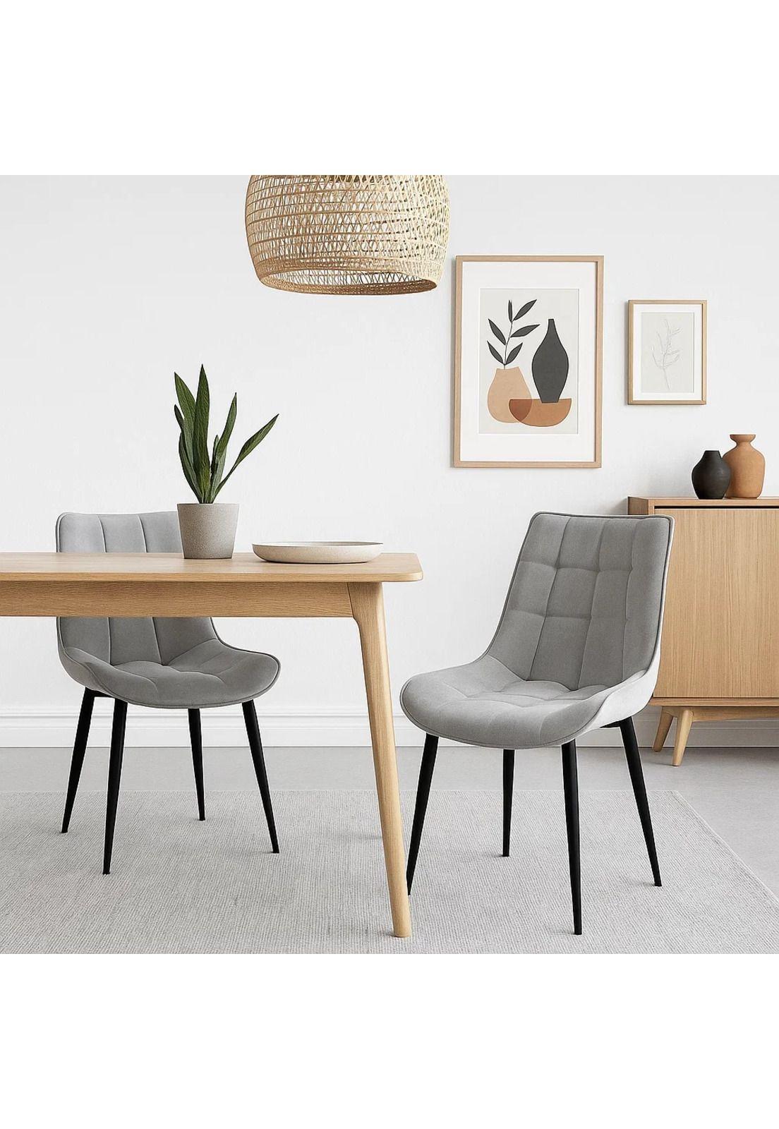 Pack de 2 Sillas de Comedor Macron Acolchada Terciopelo - Gris-2