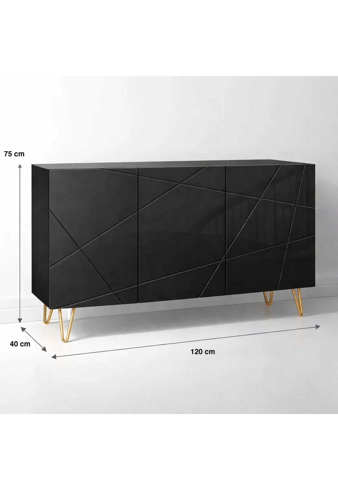 Buffet Moderno LuxLine Negro con Patas Doradas-3