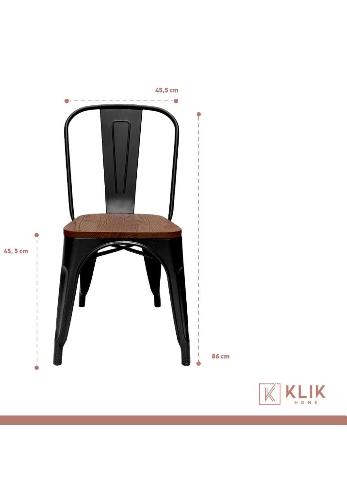 Comedor Color Madera y Metal Cross 140x90 + 6 sillas Tolix con asiento de madera Oscura - Negras-5