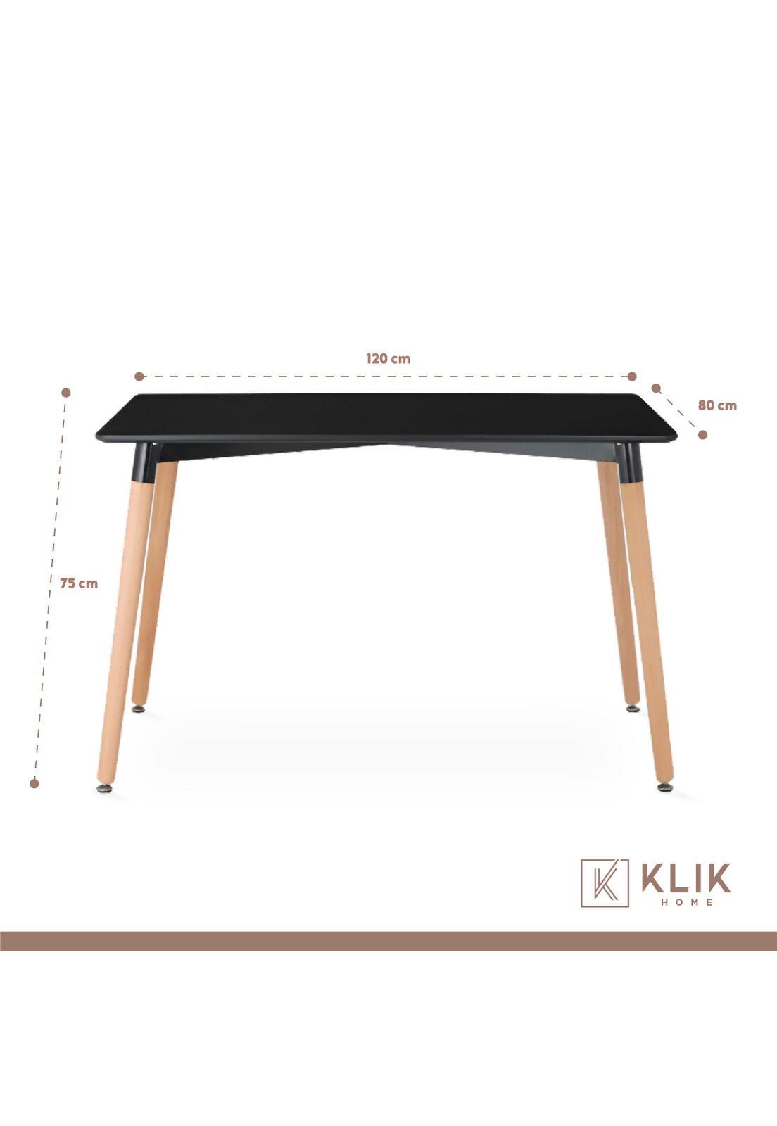 Comedor Mesa Rectangular Negra 120x80 + 4 Sillas Tulip Blancas-4