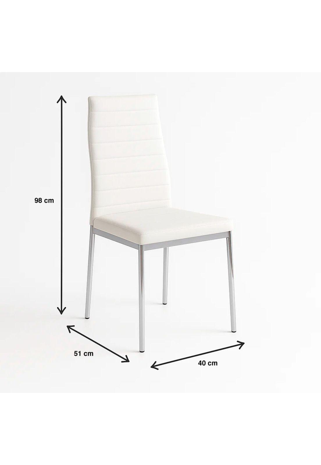Silla Dining Acolchada Liana con patas cromadas - Blanca-3