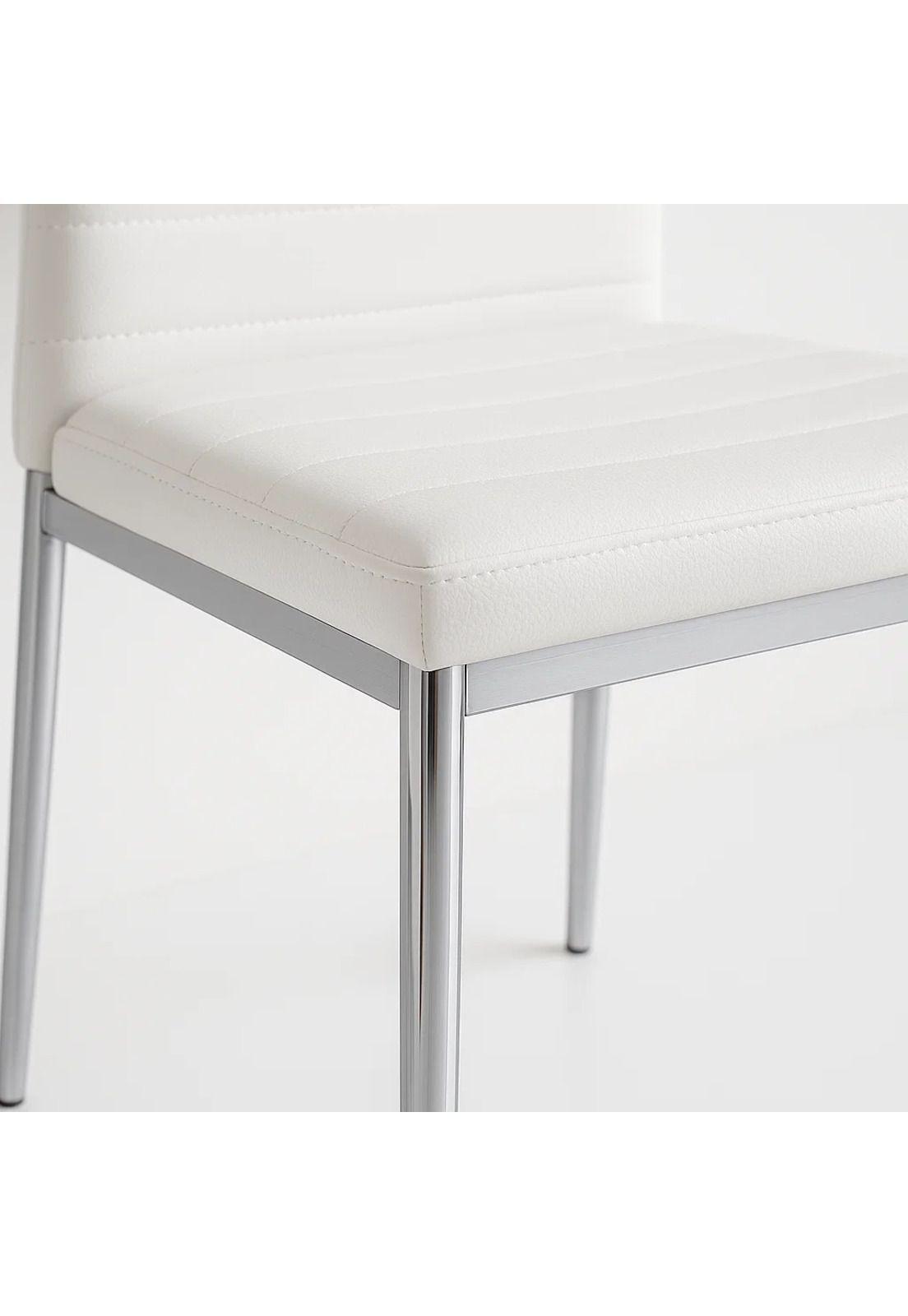 Silla Dining Acolchada Liana con patas cromadas - Blanca-5