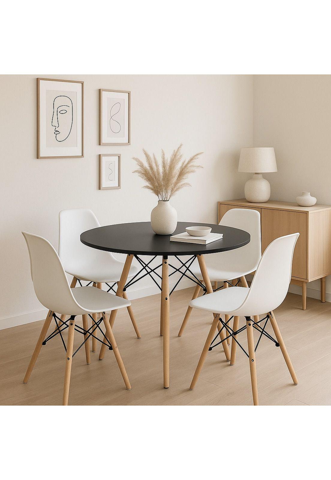 Mesa de Comedor Eames 100cm redonda - Negra-2