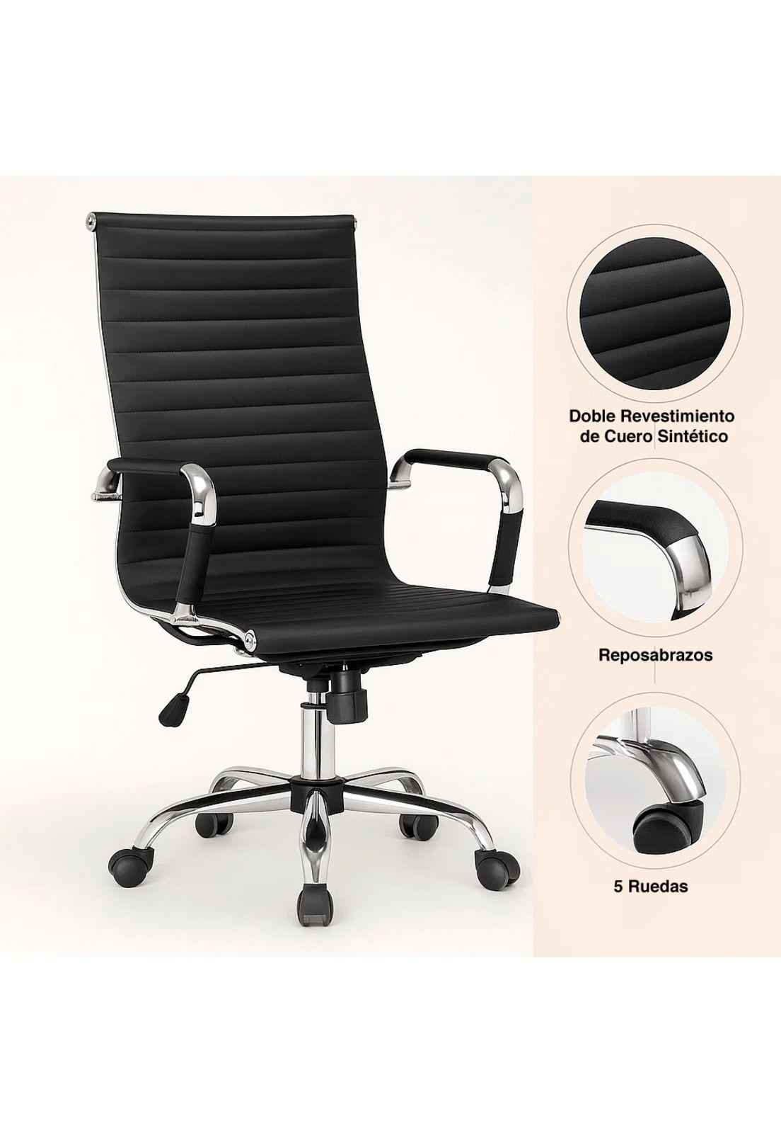 Silla Ejecutiva Luxor Cuero Sintético - Negro-4