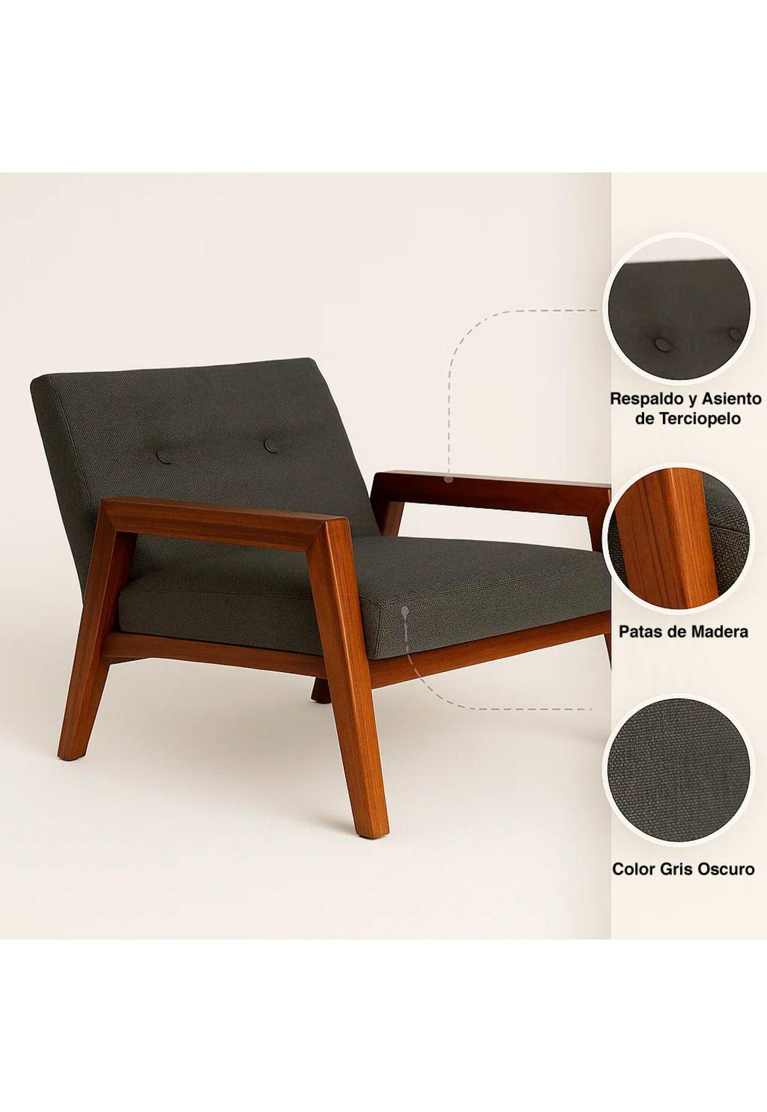 Sillón Marlow de Terciopelo - Gris Oscuro-4