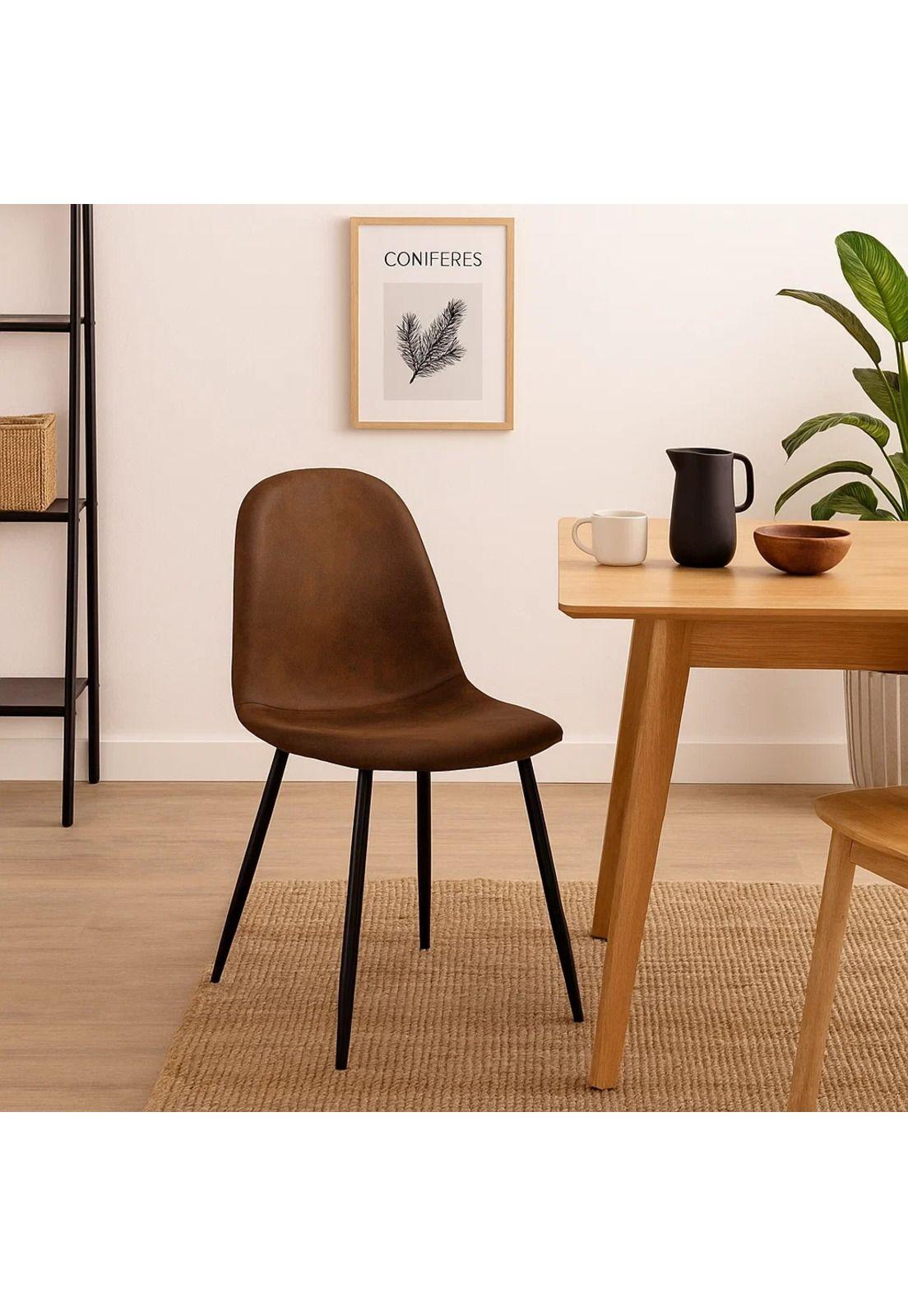 Silla Spoon Ecocuero vintage café oscuro-2