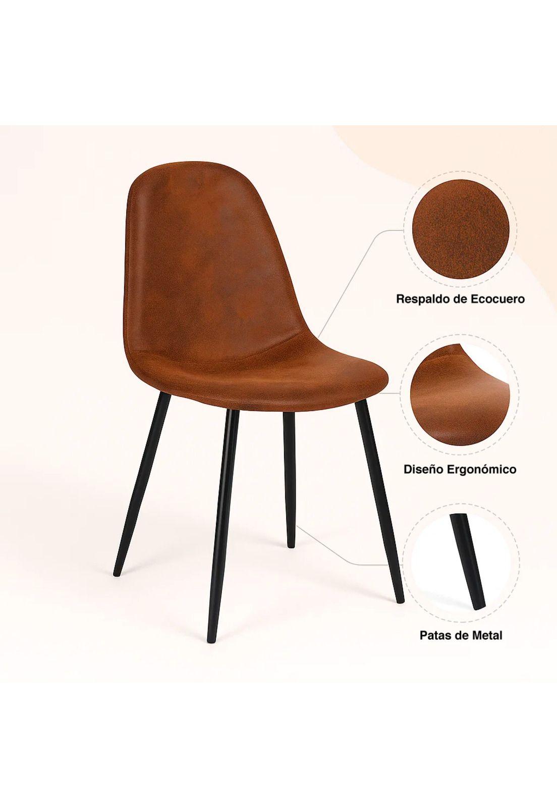 Silla Spoon Ecocuero vintage café oscuro-4