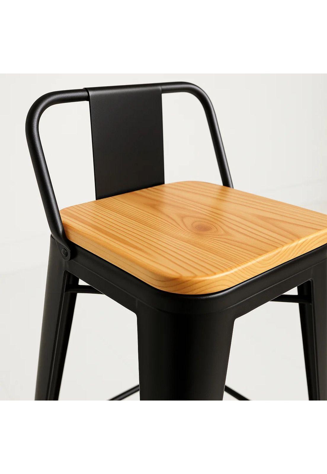 Pack de 2 Taburetes Tolix Con Asiento De Madera Clara - Negros-5