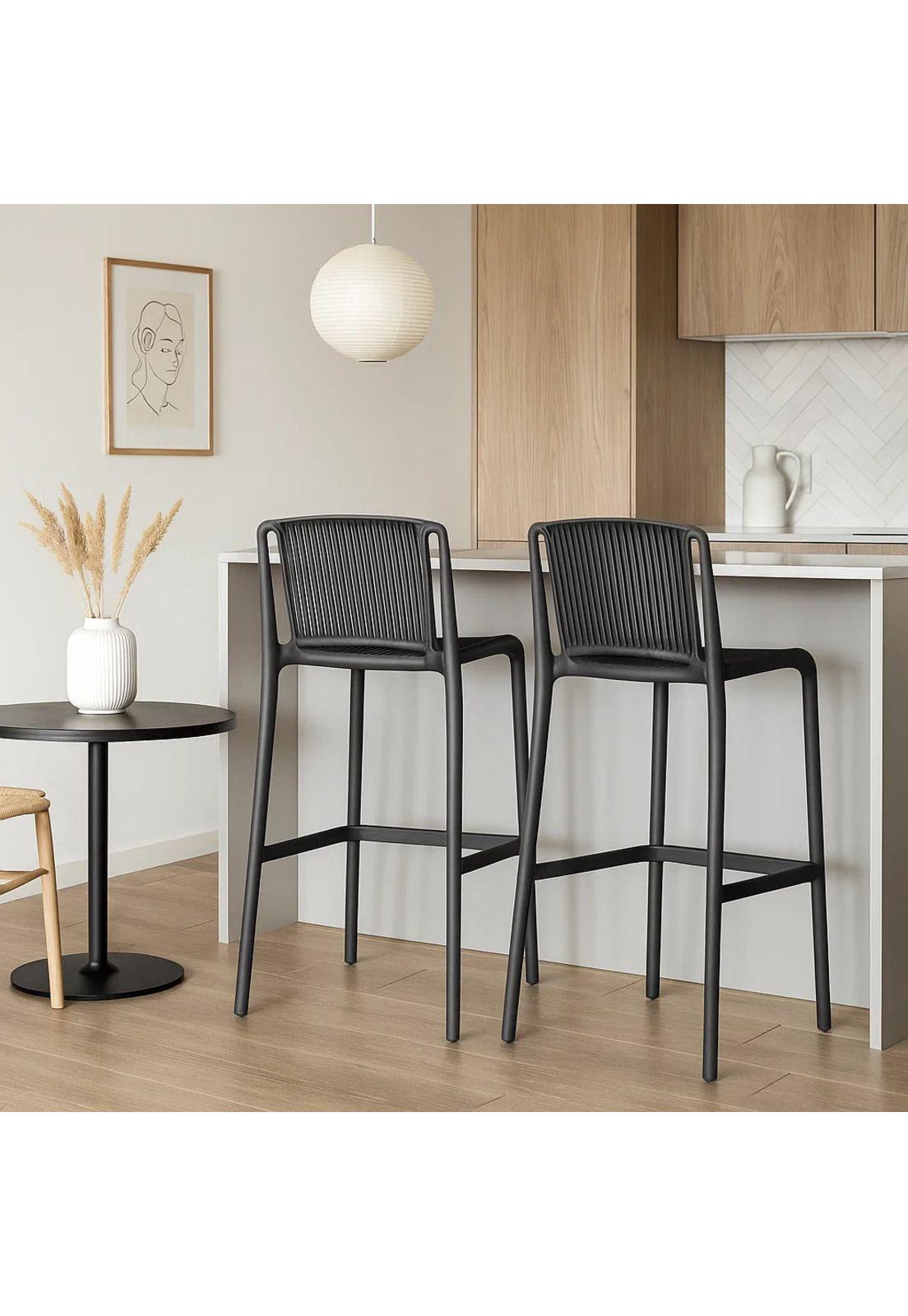 Taburete Alto Capri Polipropileno - Negro-2