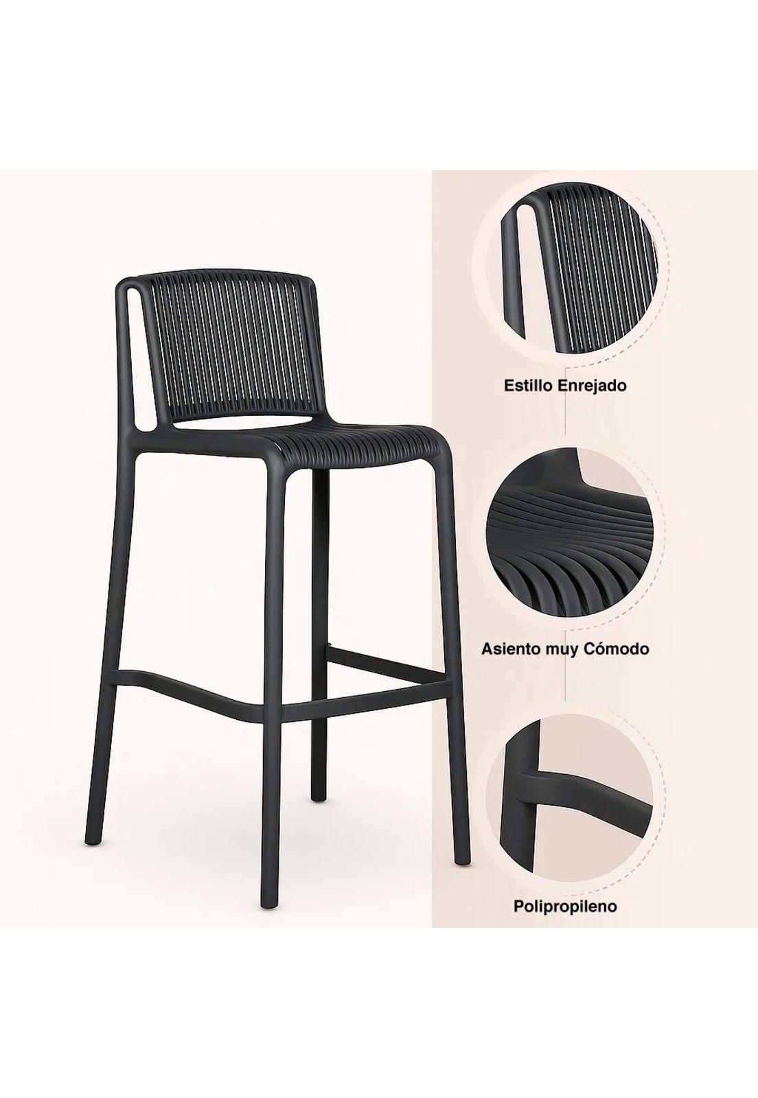Taburete Alto Capri Polipropileno - Negro-4