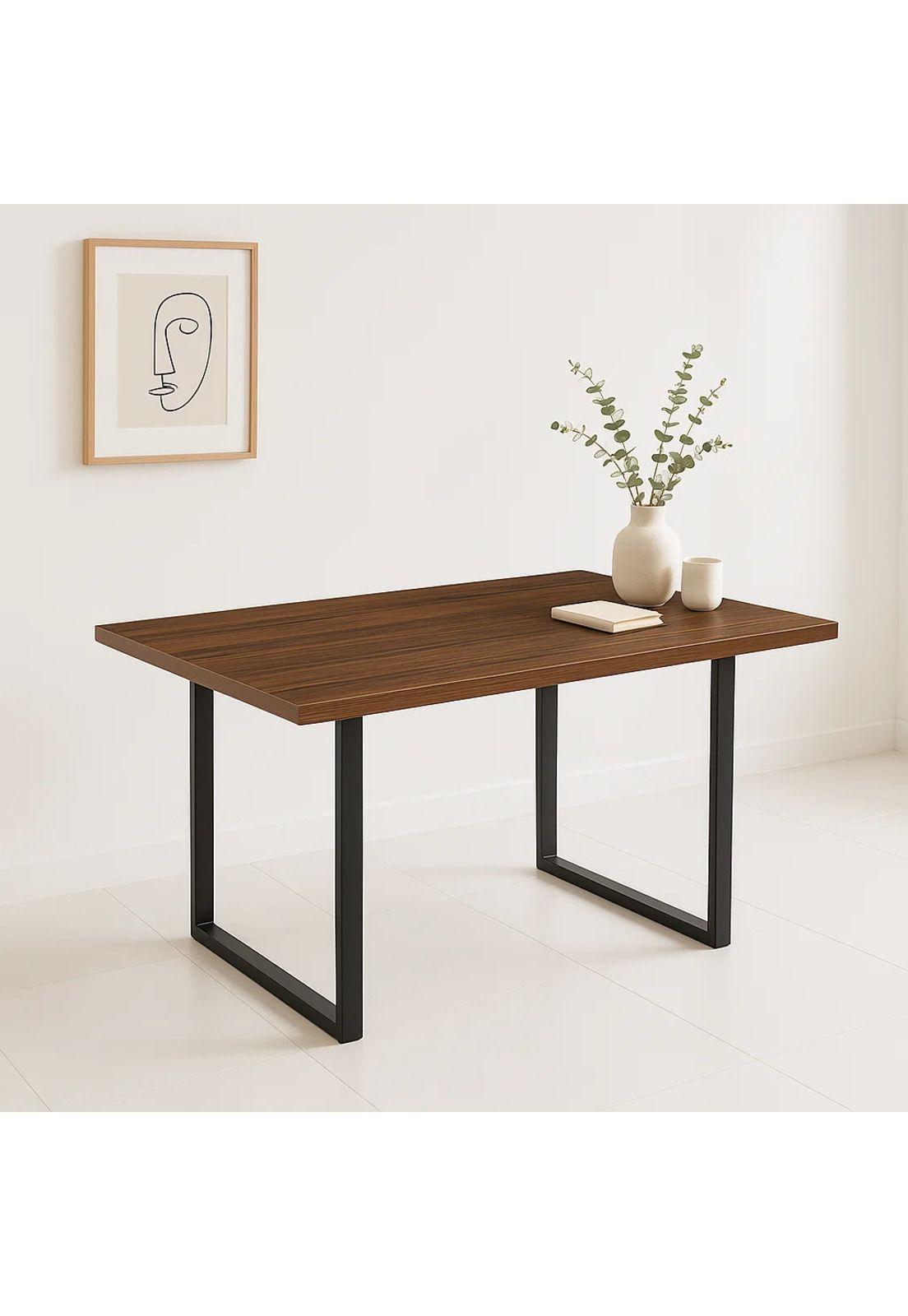 Mesa de Comedor Estilo Industrial 140x90 - Madera Oscura Walnut-8