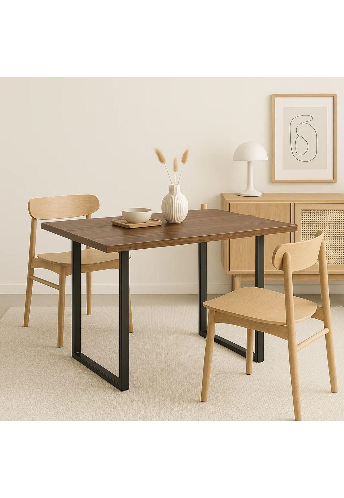 Mesa de Comedor Estilo Industrial 140x90 - Madera Oscura Walnut-9