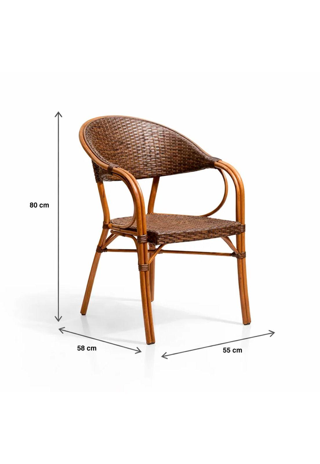 Silla Bistro Parisina Rattan con  reposabrazos Jolie  - Café Oscuro-3