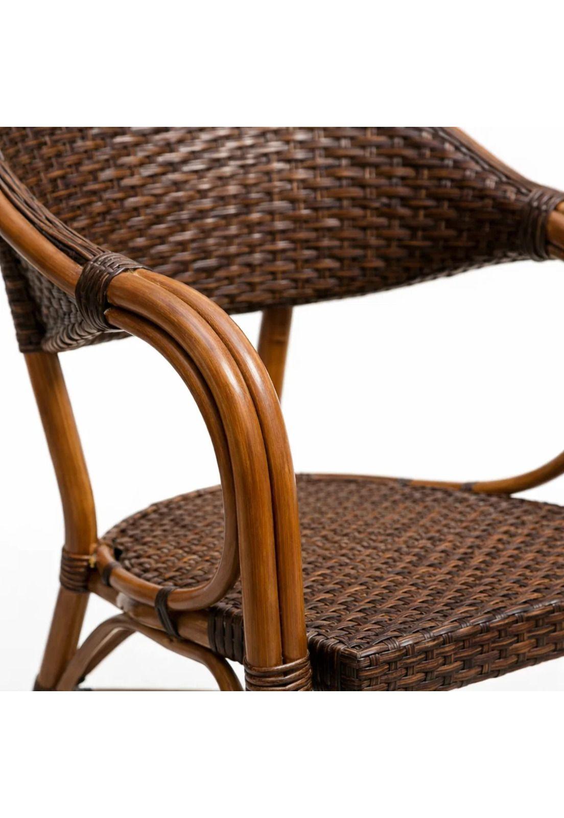 Silla Bistro Parisina Rattan con  reposabrazos Jolie  - Café Oscuro-5