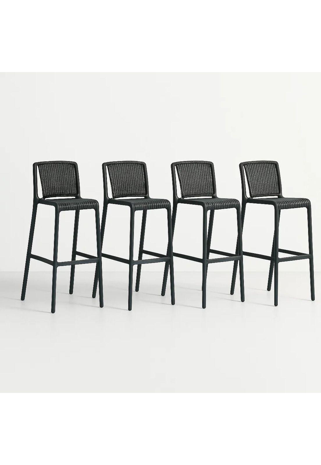 Pack de 4 Taburetes Altos Capri Polipropileno - Negro-0
