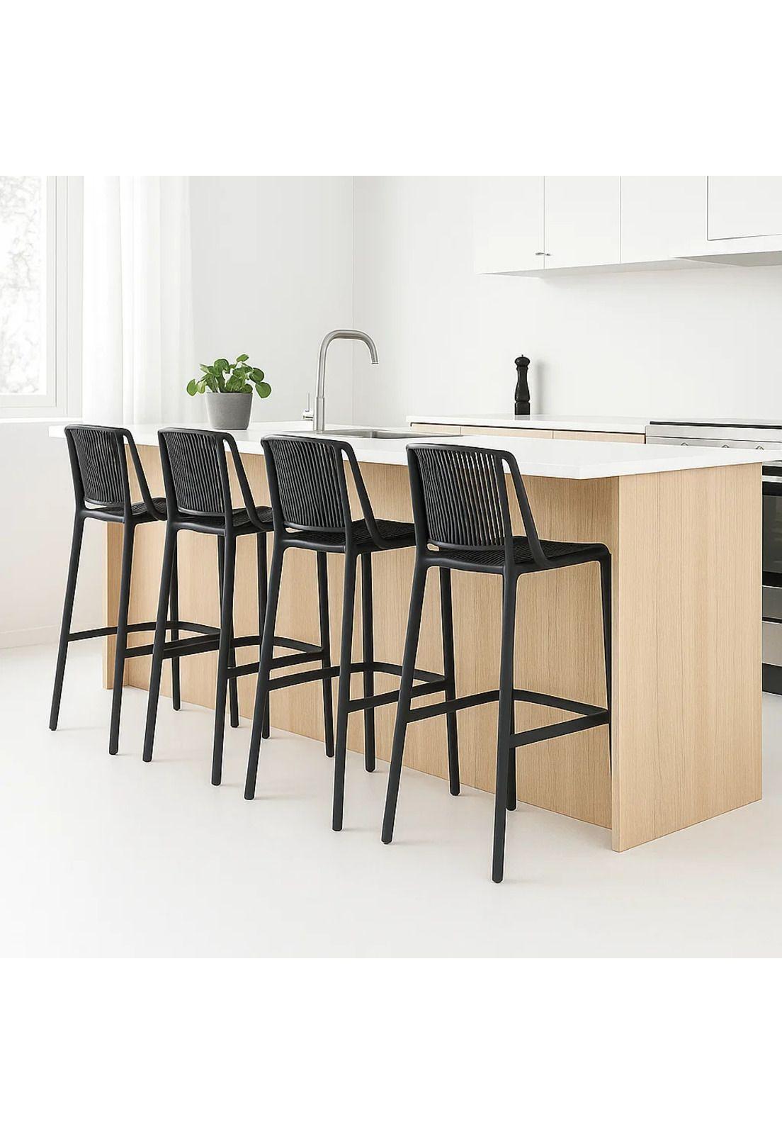 Pack de 4 Taburetes Altos Capri Polipropileno - Negro-1