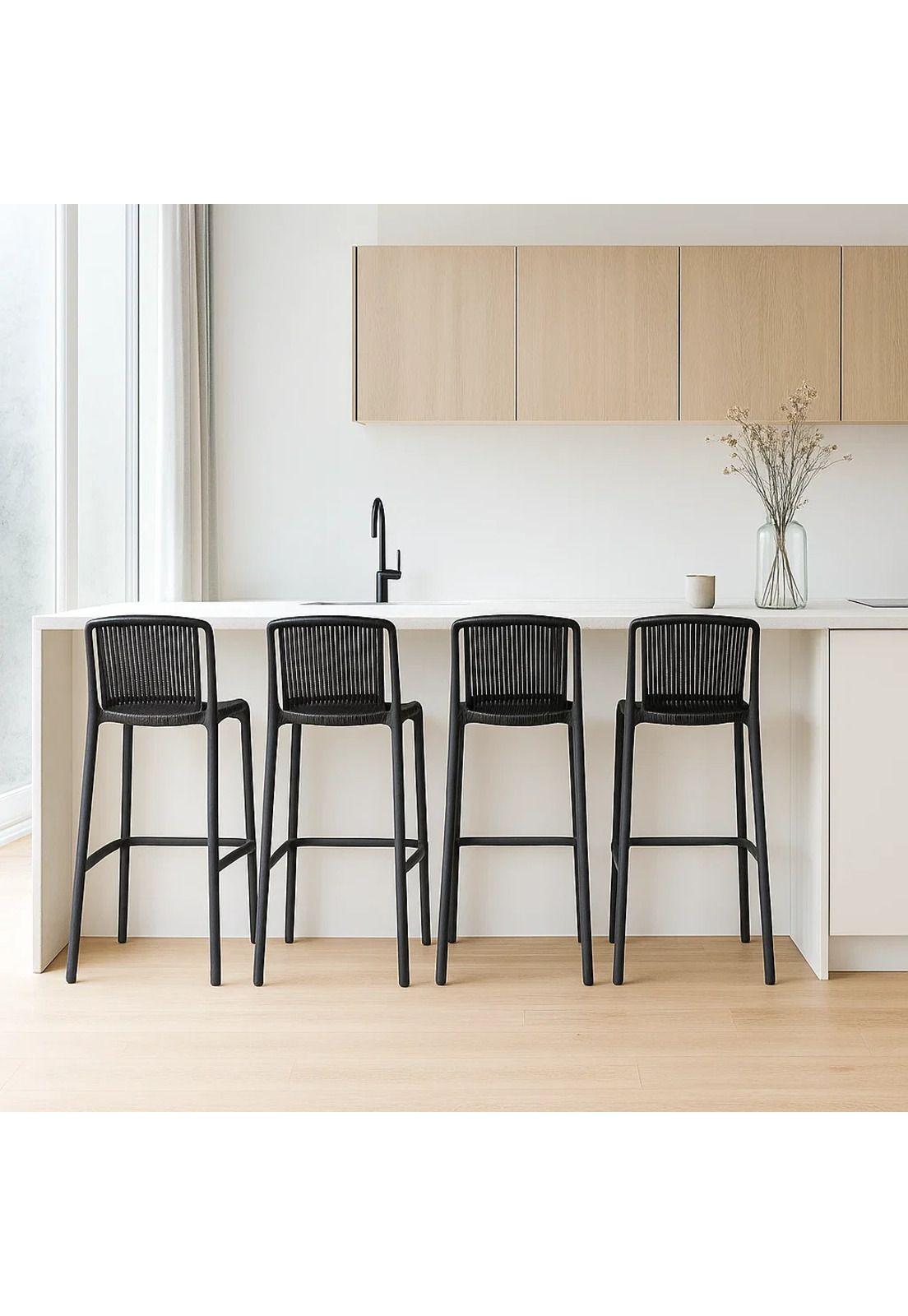 Pack de 4 Taburetes Altos Capri Polipropileno - Negro-2