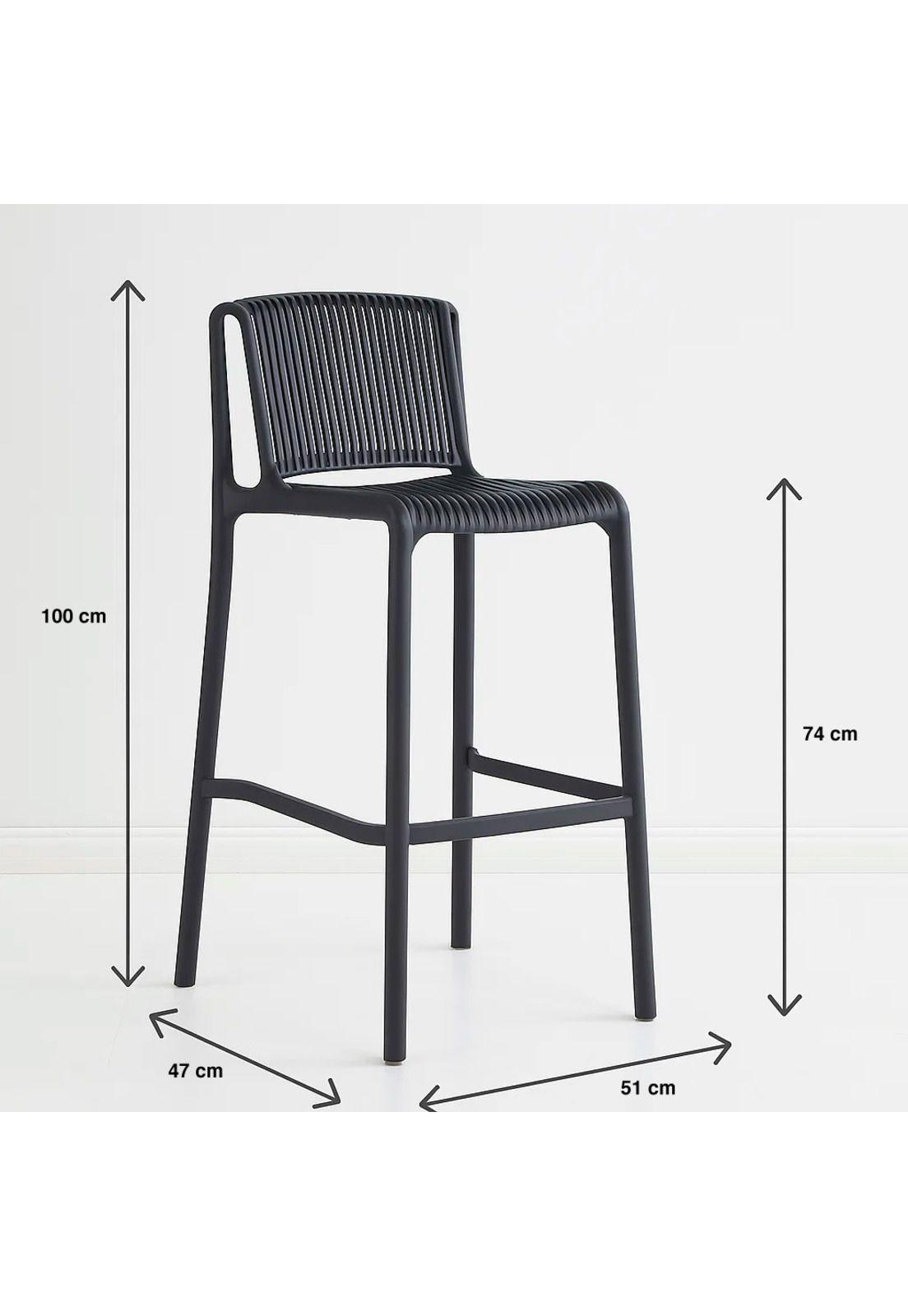 Pack de 4 Taburetes Altos Capri Polipropileno - Negro-3