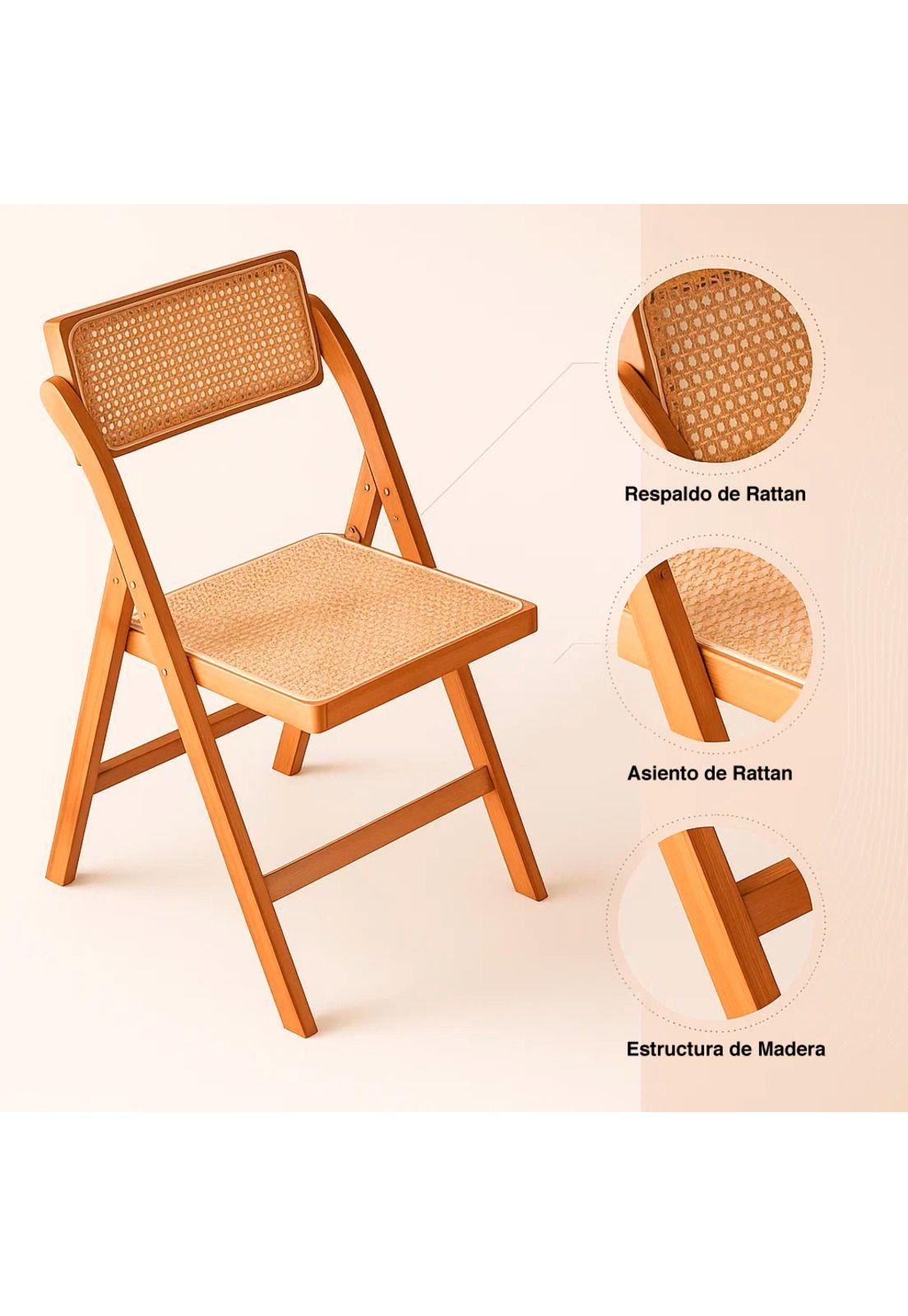Silla Mistral Plegable de Madera Rattan Natural-4