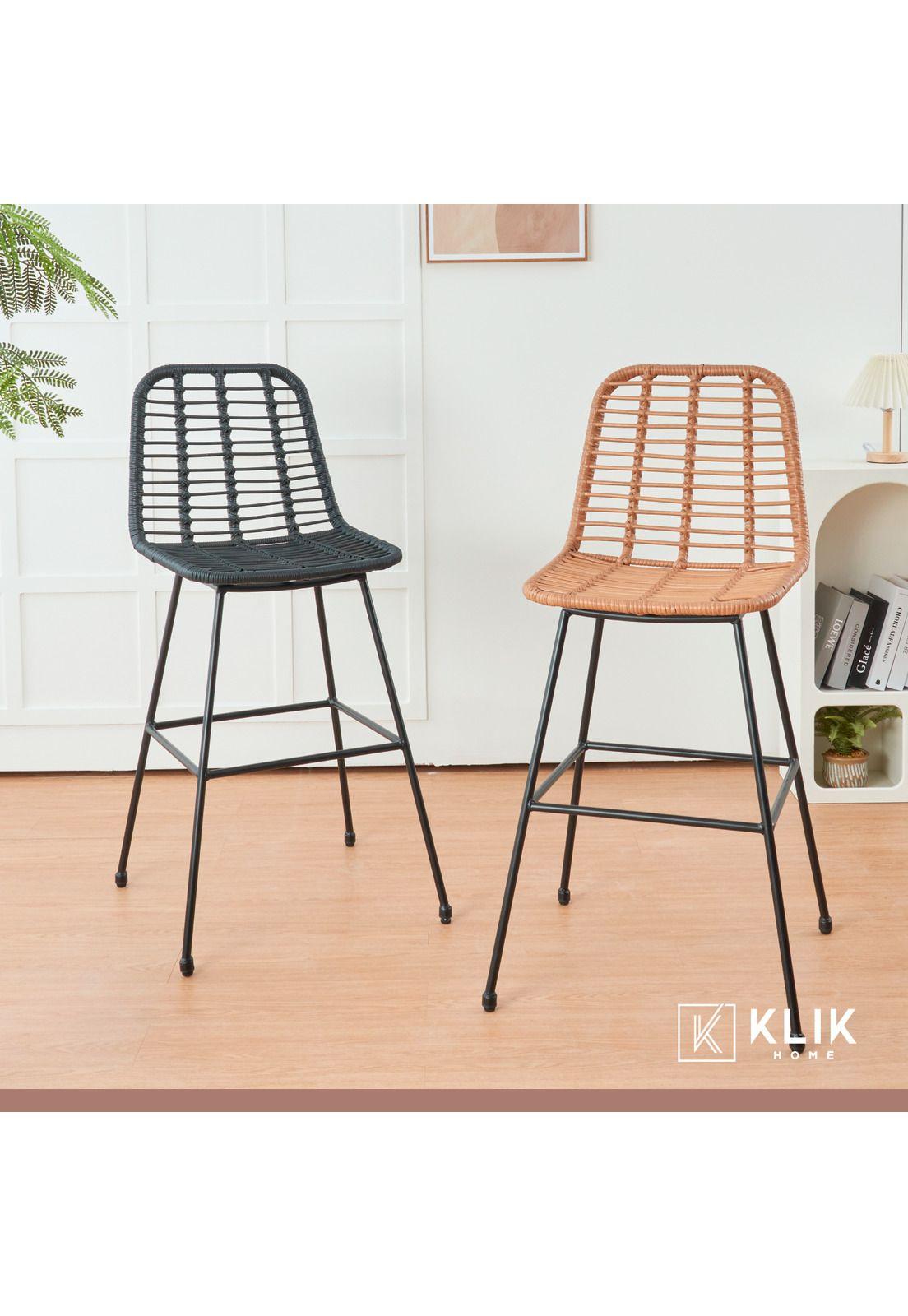 Taburete Alto de Terraza Rattan Grecia Color Negro-7