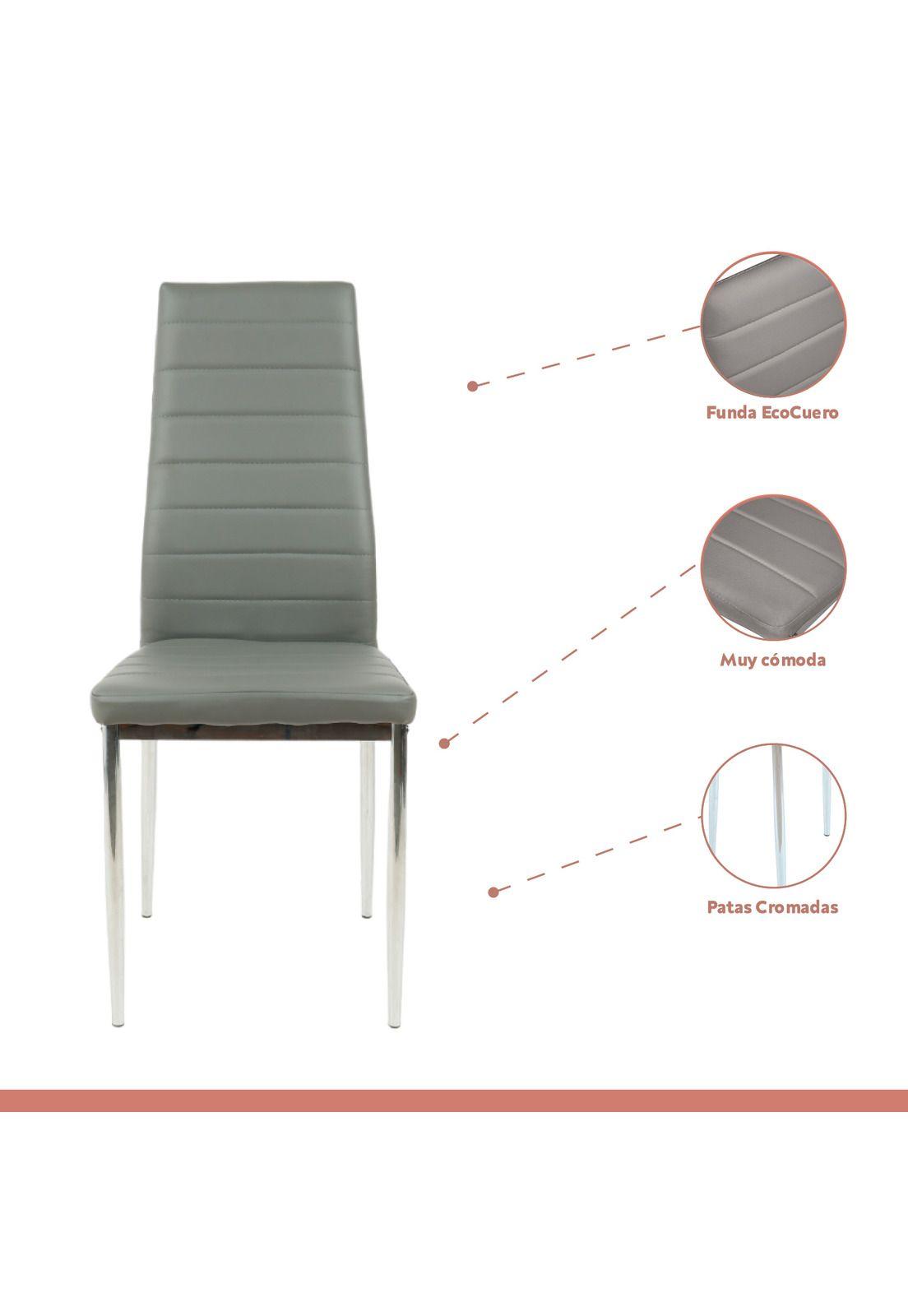 Silla Dining Liana con patas cromadas - Gris-3