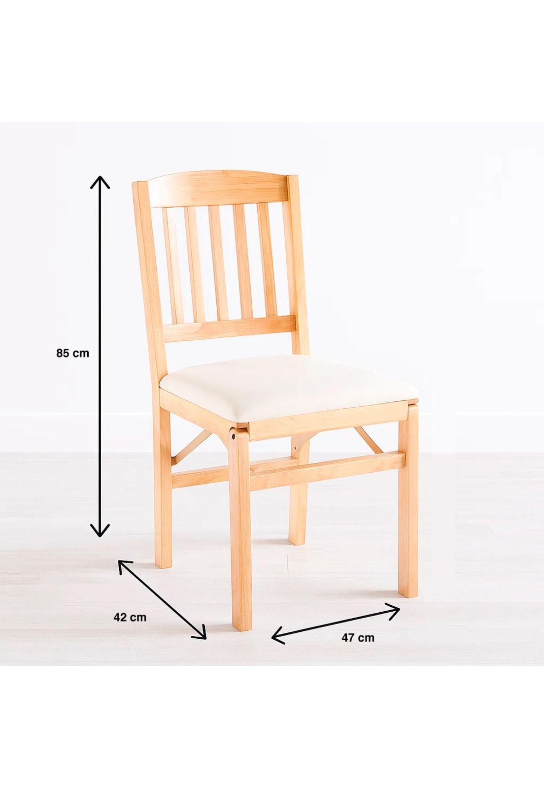 Silla Moderna Plegable de Madera Clara con Tapizado Neutro-3