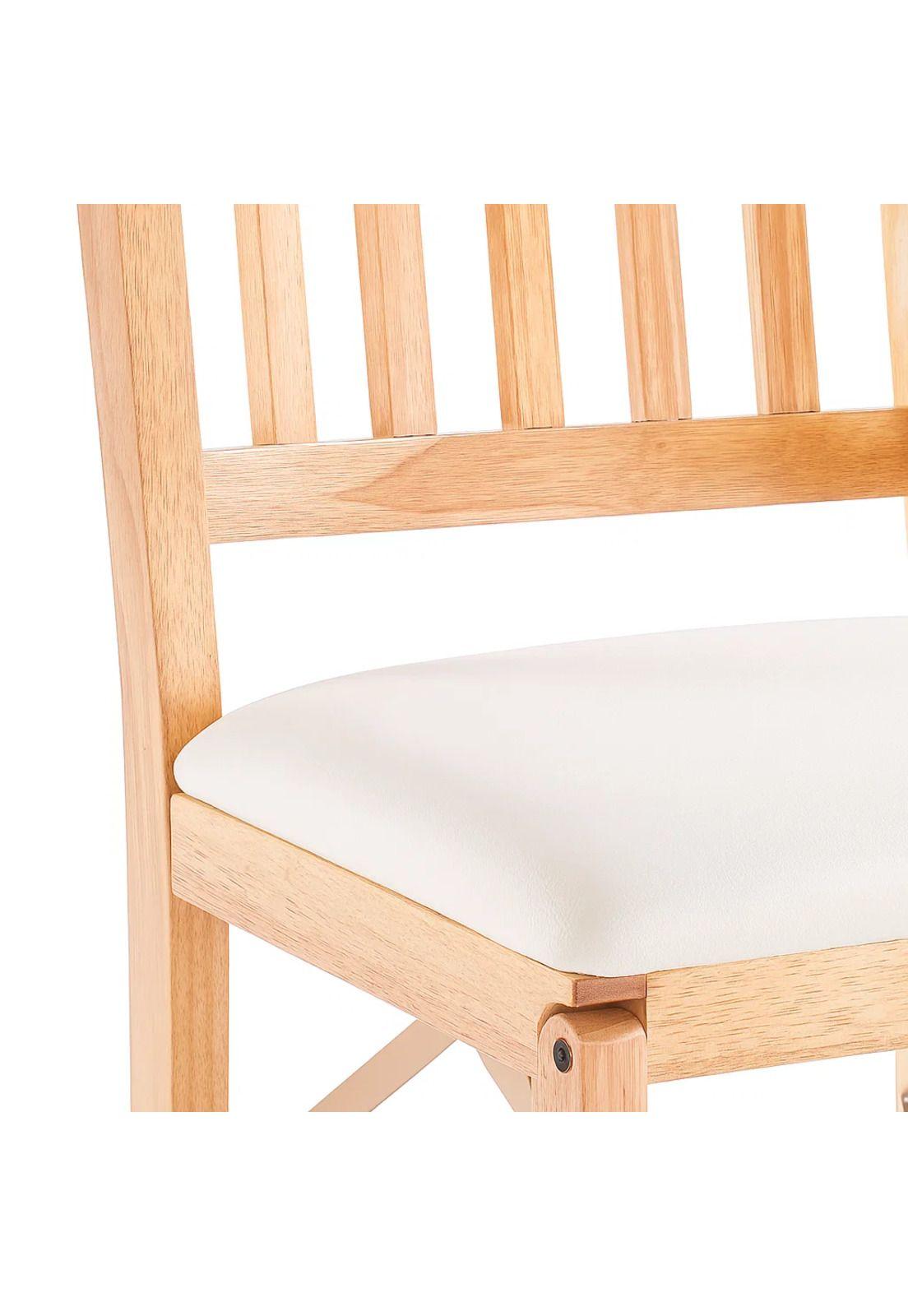 Silla Moderna Plegable de Madera Clara con Tapizado Neutro-5