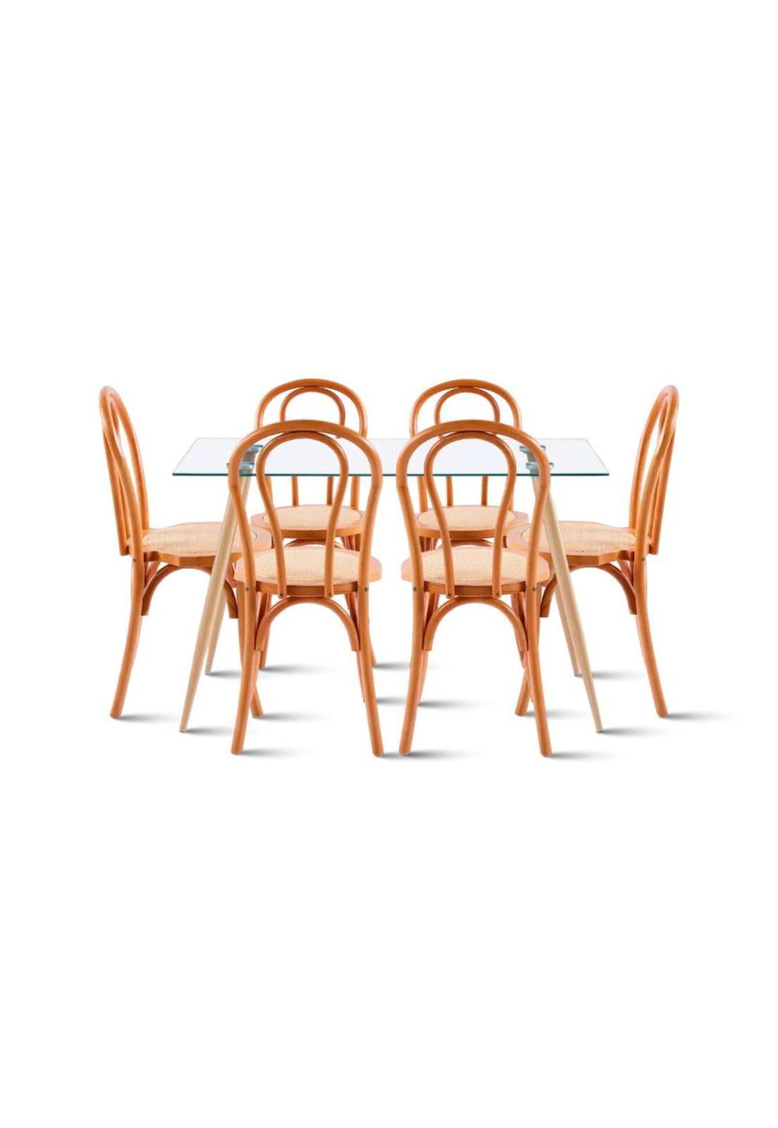 Comedor de Vidrio Rectangular 120x80 + 6 Sillas Amelia Vienn-0