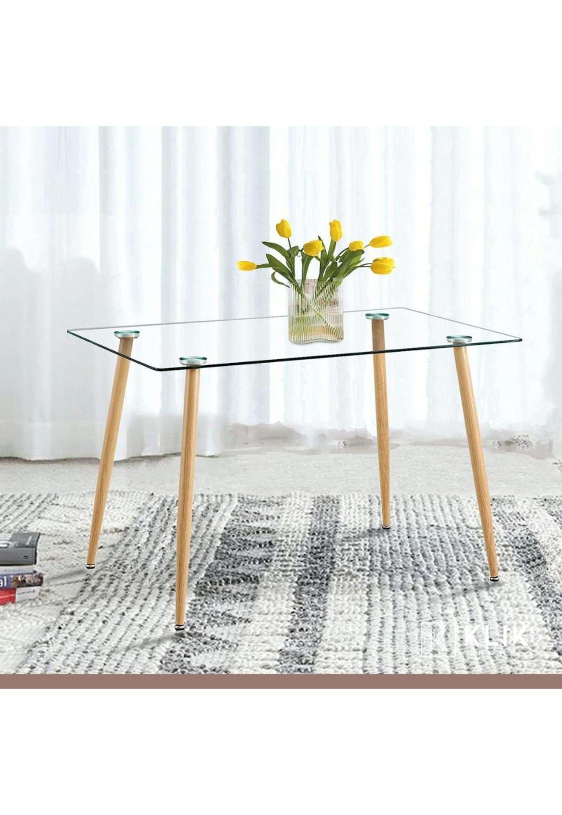 Comedor de Vidrio Rectangular 120x80 + 6 Sillas Amelia Vienn-7