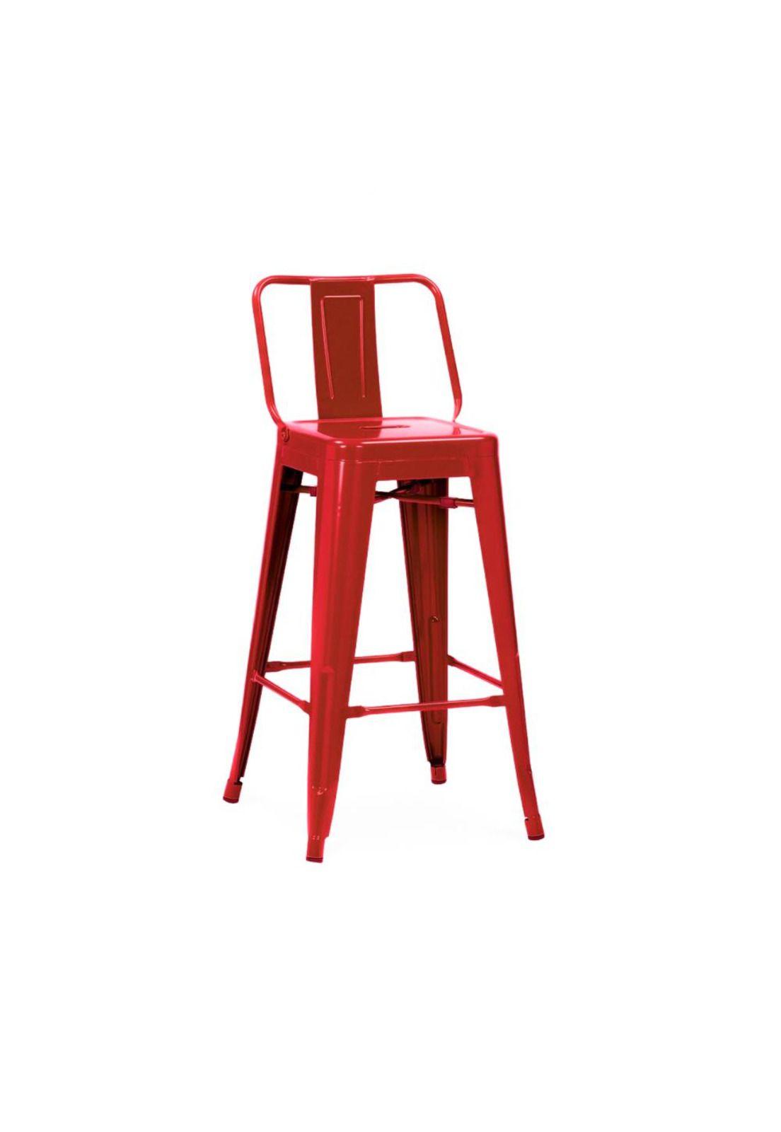 Taburete Tolix Acero con Respaldo - Rojo-0