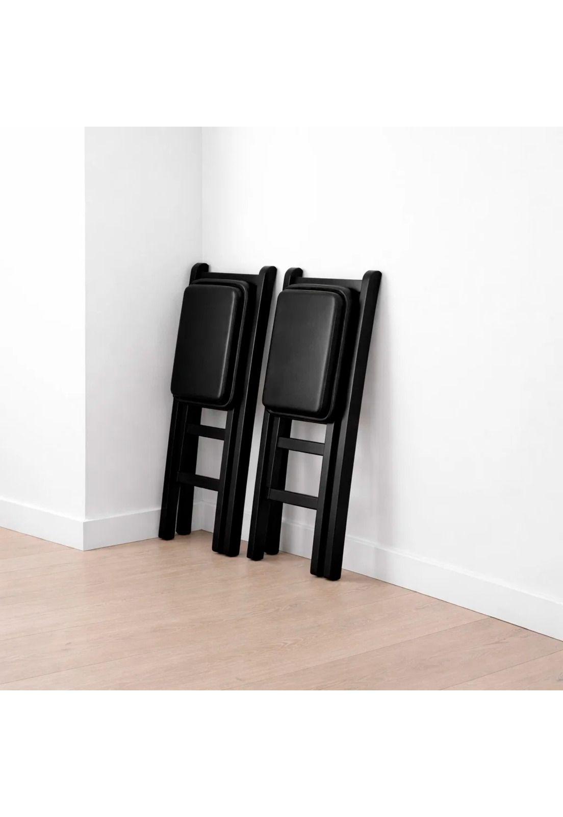 Pack de 2 Sillas Industrial Plegable con Marco Negro y Tapizado Sintético-2