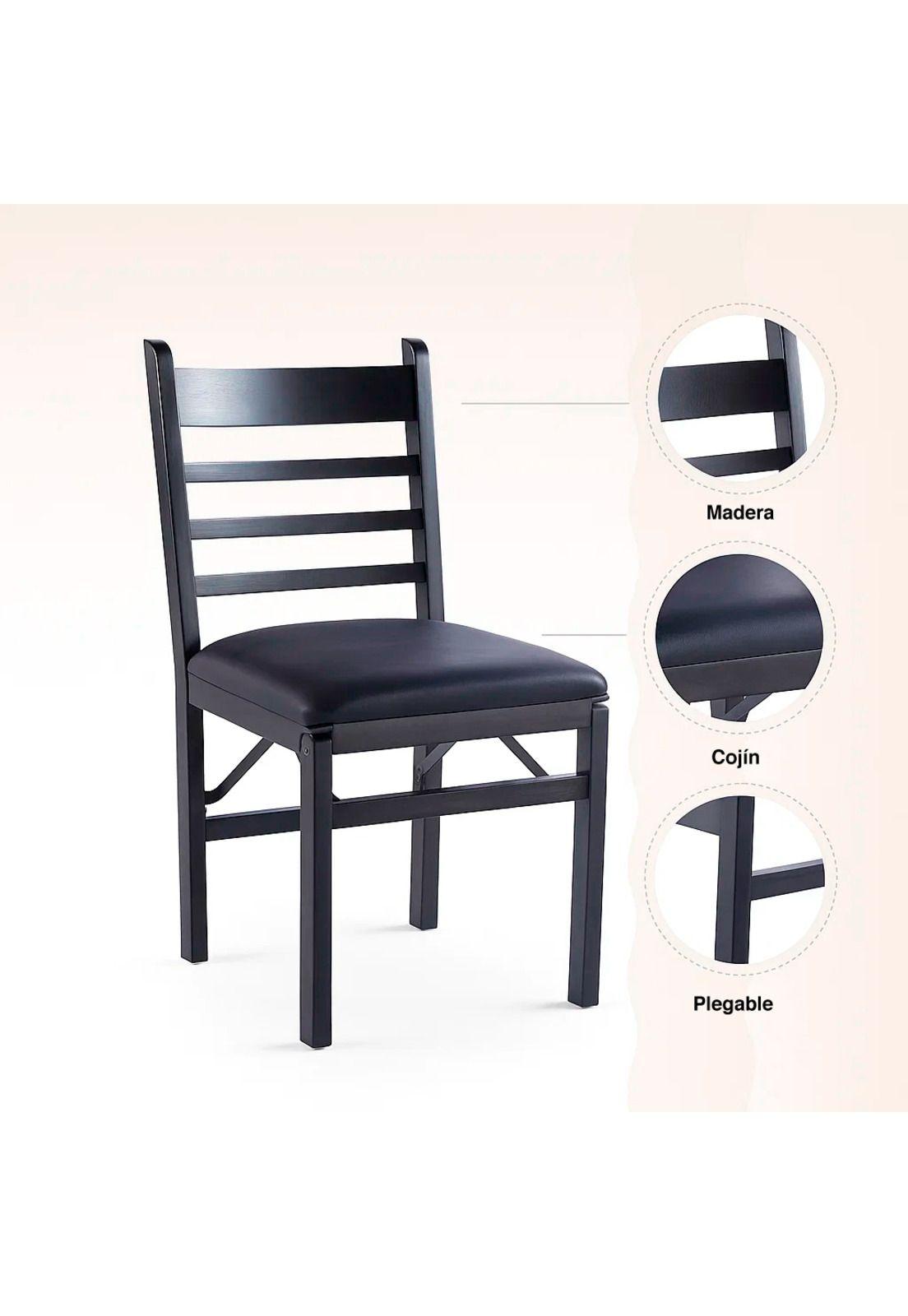 Pack de 2 Sillas Industrial Plegable con Marco Negro y Tapizado Sintético-4