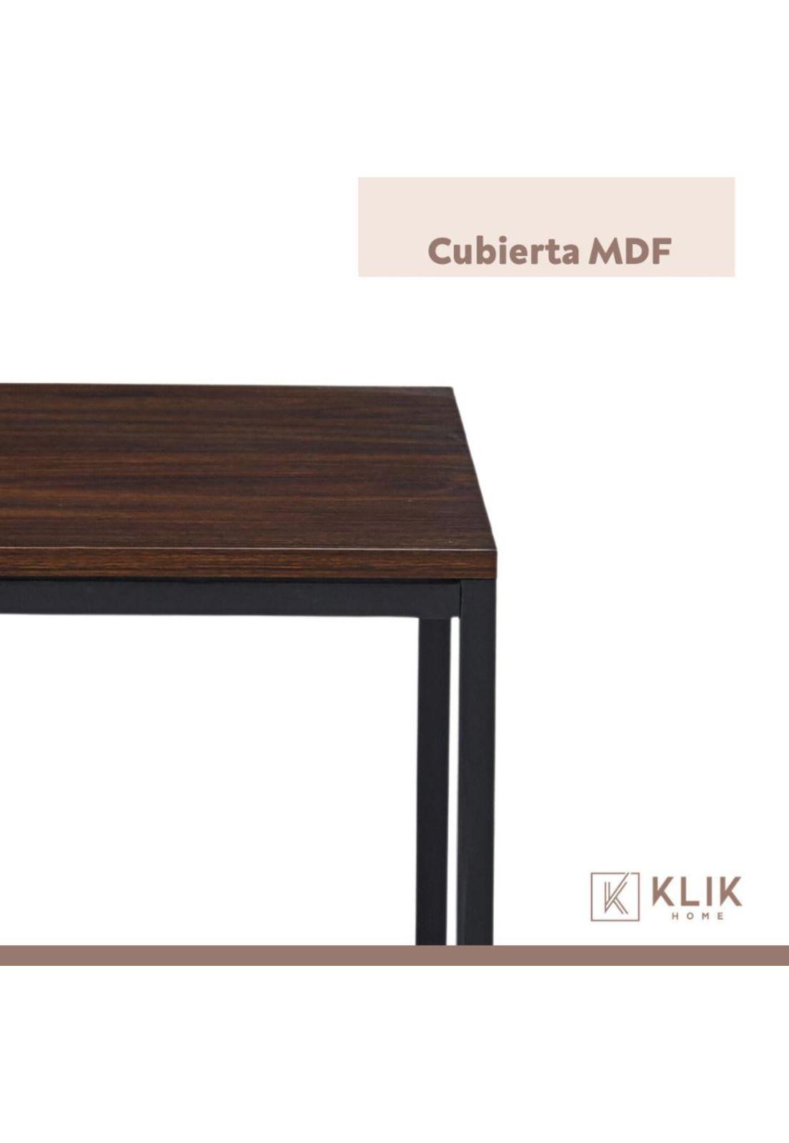 Velador Mesa Auxiliar Lateral de 2 Niveles - Madera Oscura Walnut-4