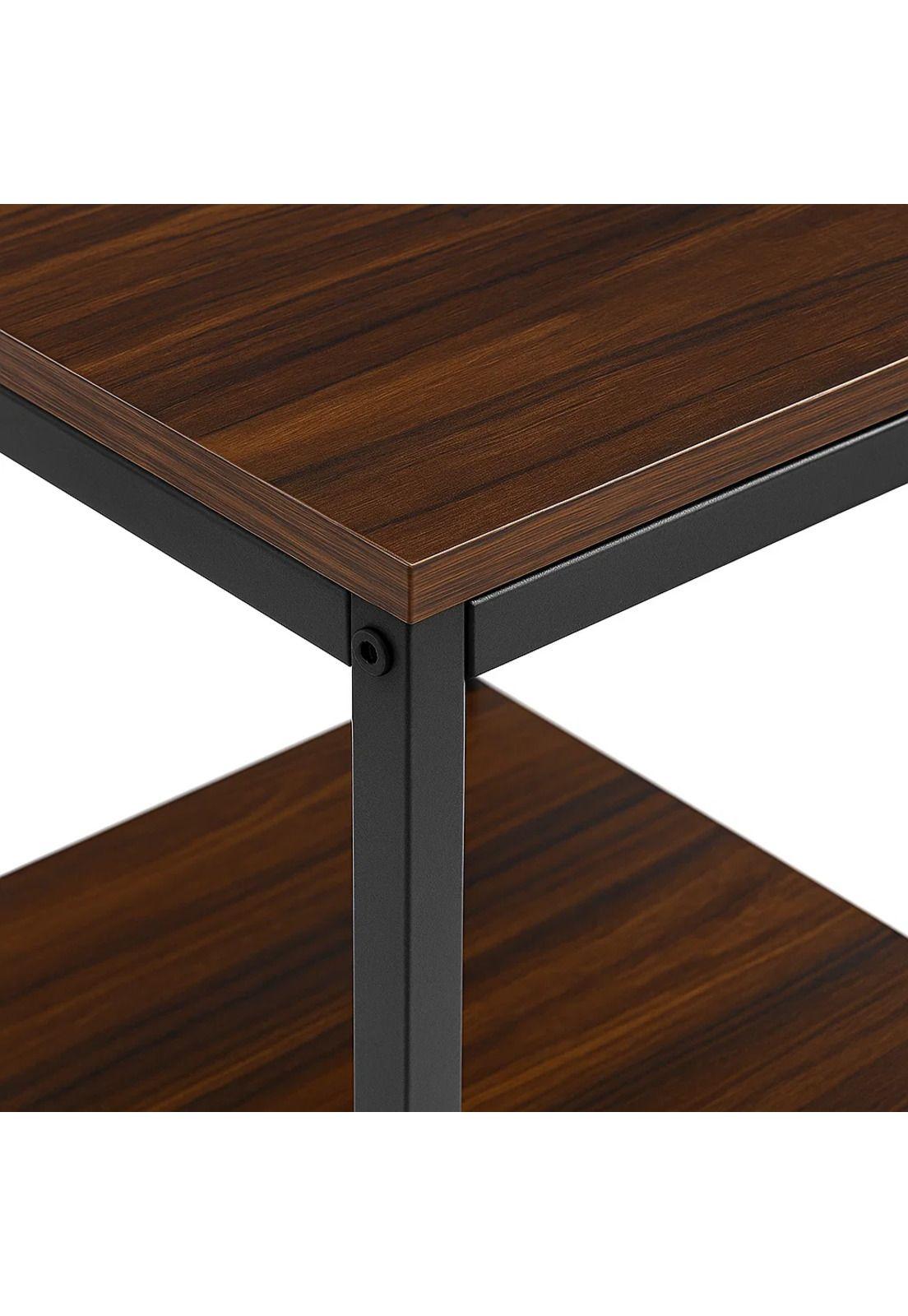 Velador Mesa Auxiliar Lateral de 2 Niveles 40x50 - Madera Oscura Walnut-5