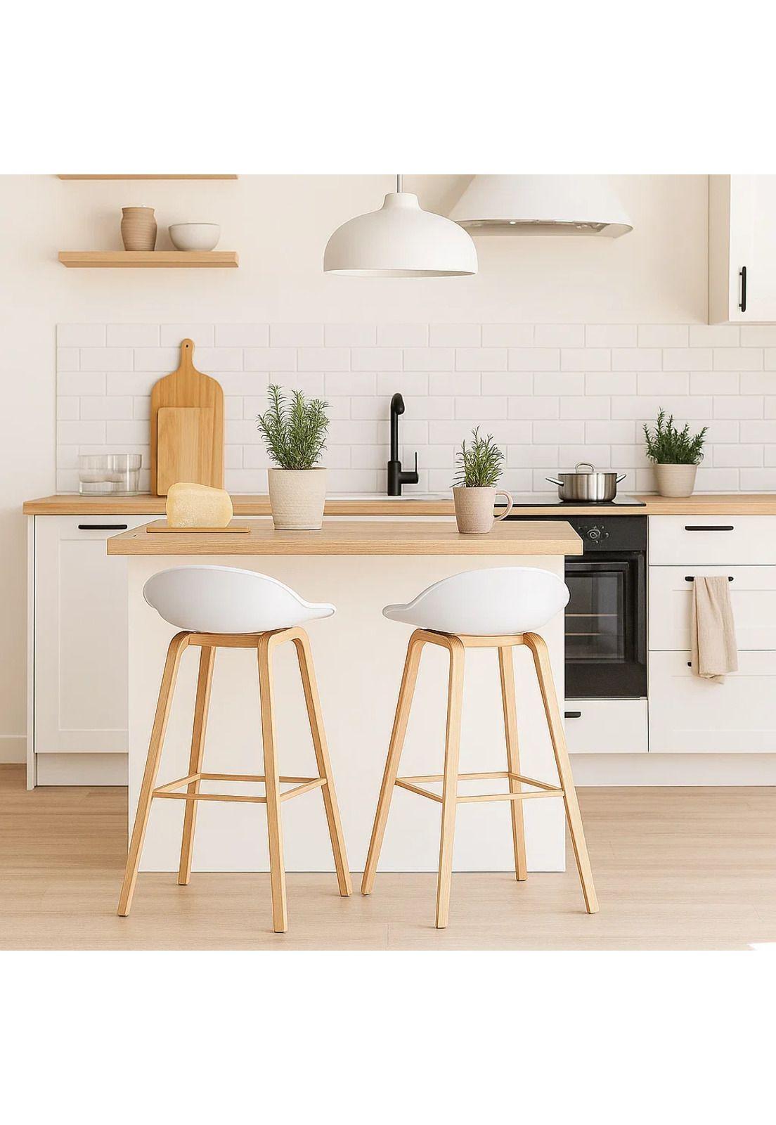 Pack de 2 Taburetes Piso Bar Nordic - Blanco-2