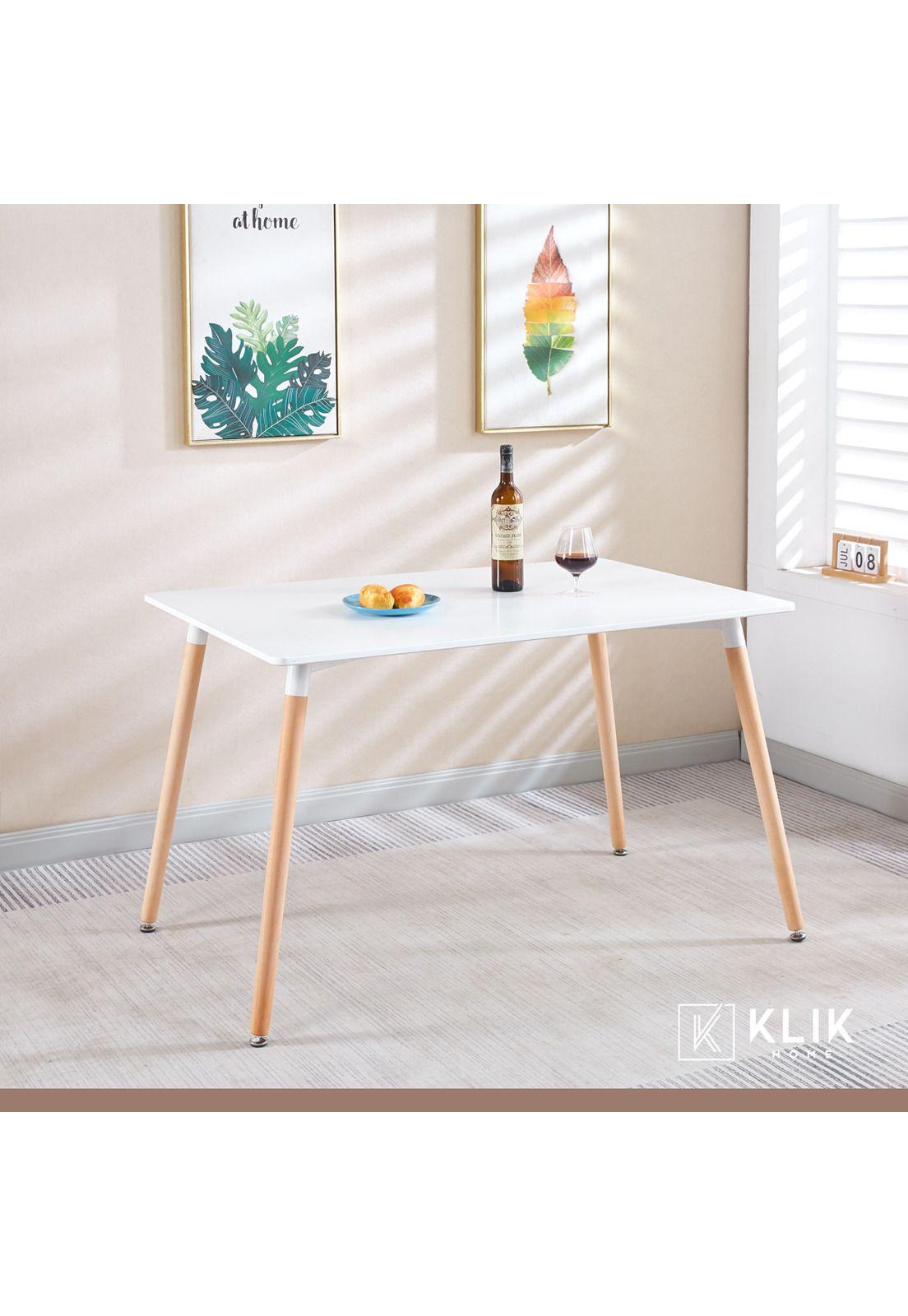 Comedor Rectangular Blanca 120x80 cms + 6 Sillas Spoon Velvet - Gris-1