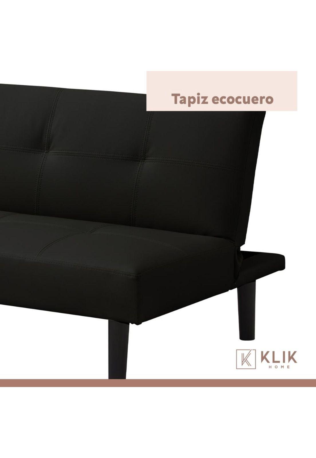 Futón Sofá Cama 2 cuerpos Sofía - Ecocuero Negro-4