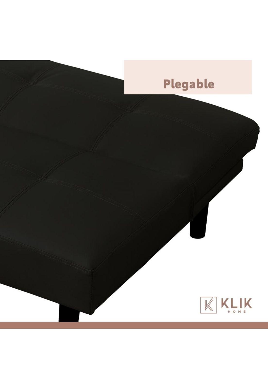 Futón Sofá Cama 2 cuerpos Sofía - Ecocuero Negro-5